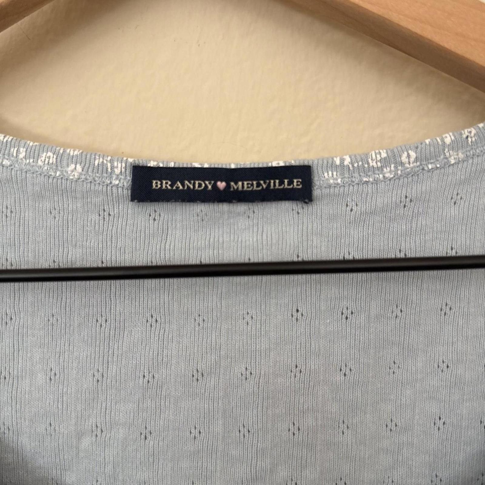Other Brandy Melville Blue Floral Zelly Crop Top Size ONE SIZE - 2 Thumbnail