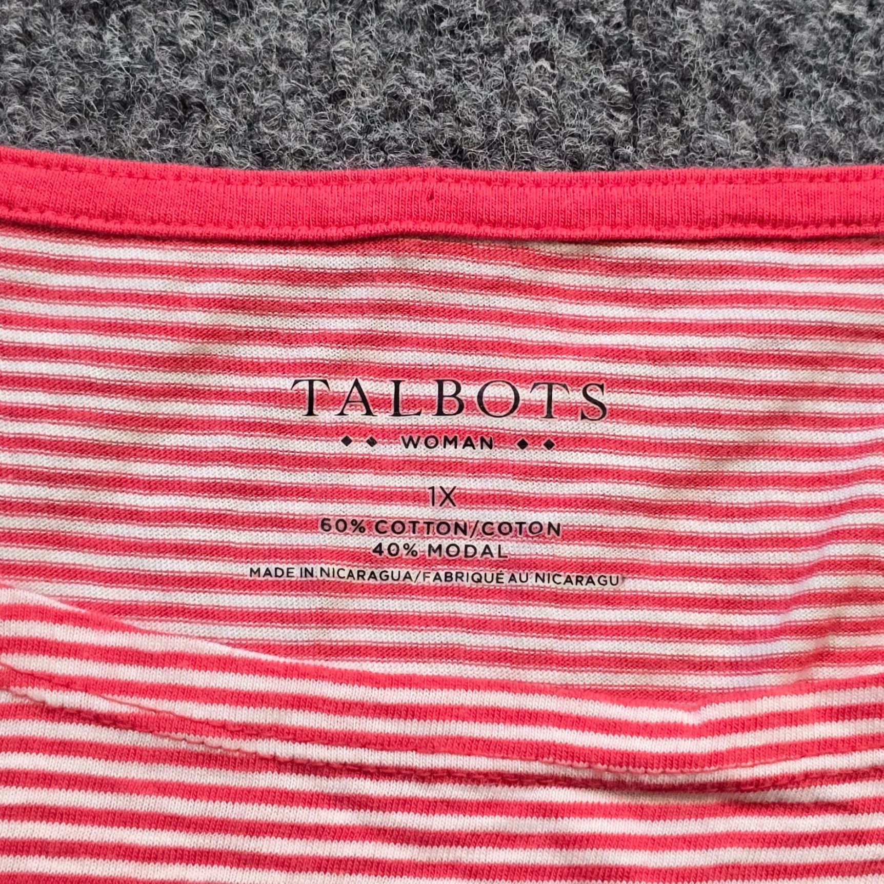 Talbots Talbots Blouse Shirt Women 1X Pink Striped 3/4 Sleeve Round Neck Stretch Casual Vintage No Ladies Mens Womens Size XL / US 12-14 / IT 48-50 - 3 Thumbnail