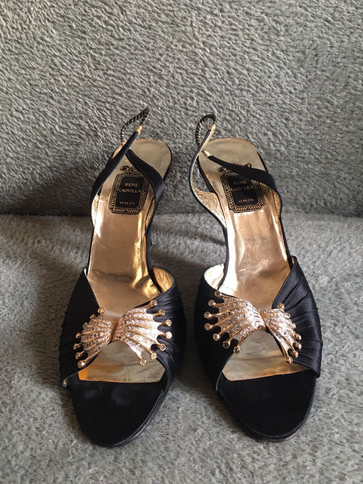 Rene Caovilla Rene Caovilla Jeweled Vintage Satin Slingback Heels EU 39.5 Size US 9.5 / IT 39.5 - 3 Thumbnail