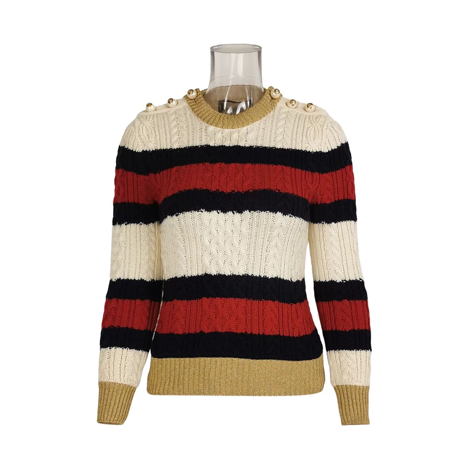 Gucci Gucci Color Block Pearl Button Wool Sweater Size M / US 6-8 / IT 42-44 - 1 Thumbnail