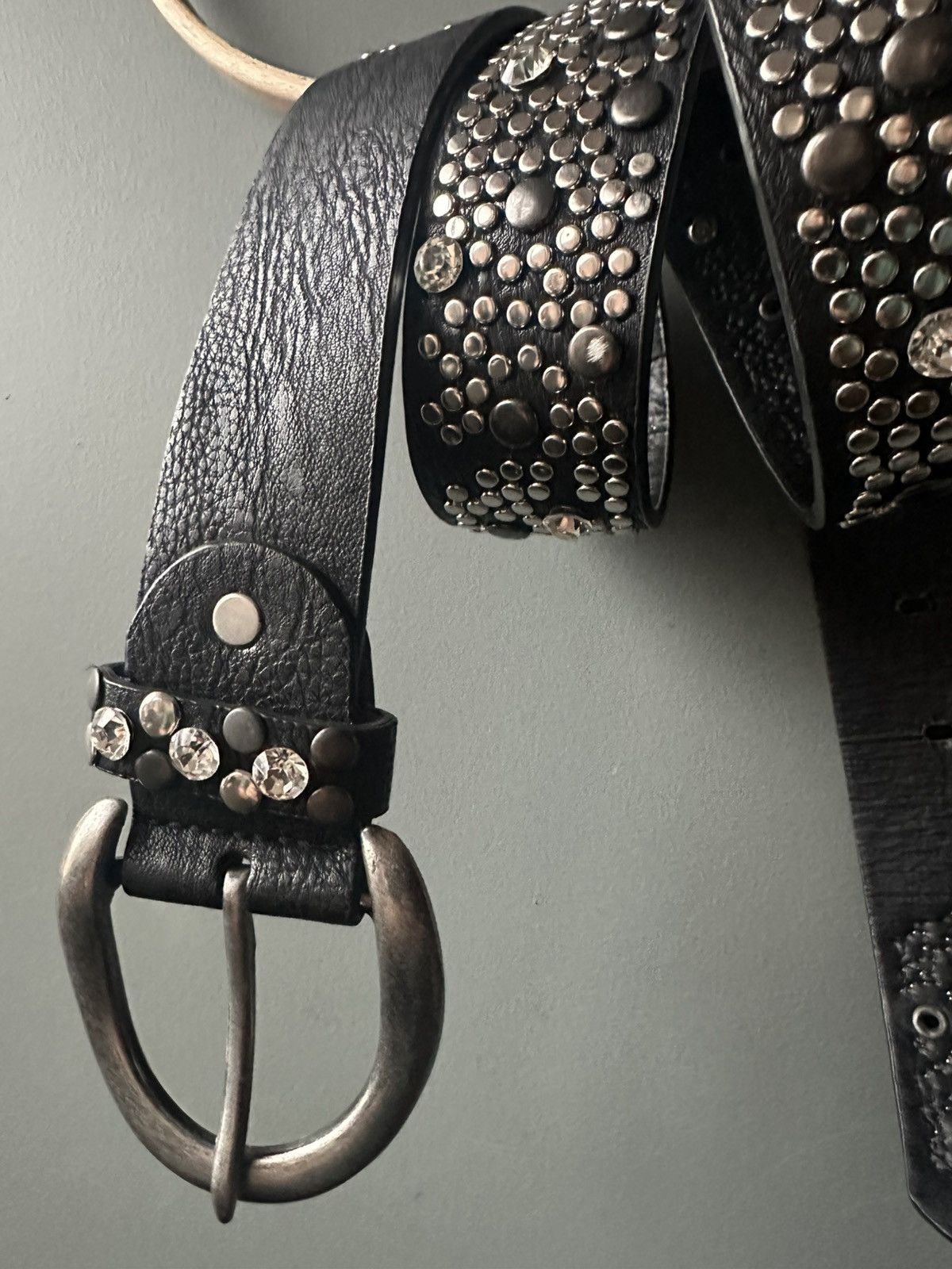 Vintage Vintage Rhinestones Buckles Leather Belt Size ONE SIZE - 2 Thumbnail