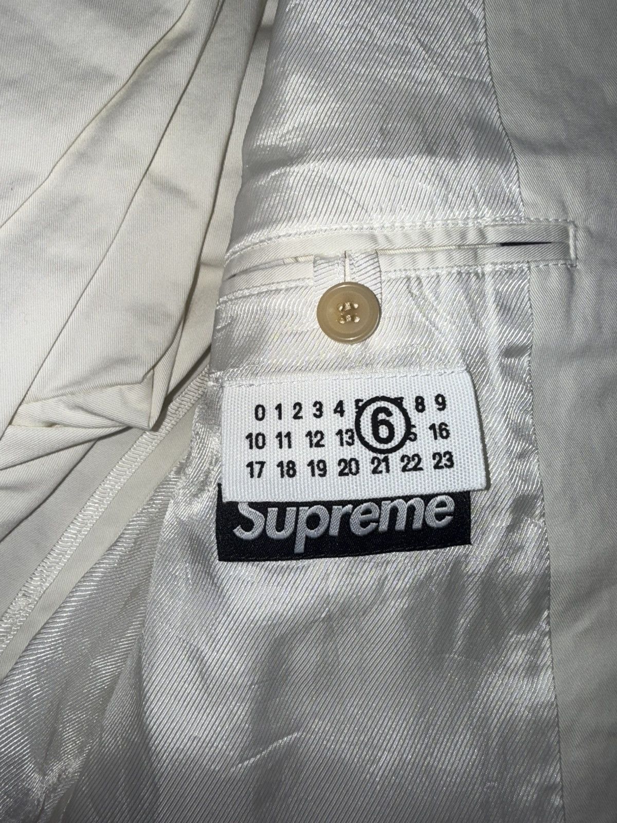 Maison Margiela × Supreme Supreme x MM6 Maison Margiela Washed Cotton Suit 'Cream' Size 36R - 6 Thumbnail