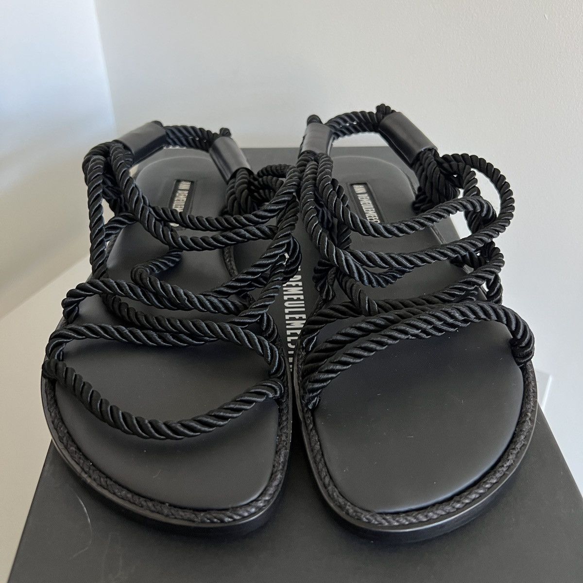 Ann Demeulemeester Ann Demeulemeester black nero leather cord strap sandals Size US 8 / IT 38 - 3 Thumbnail