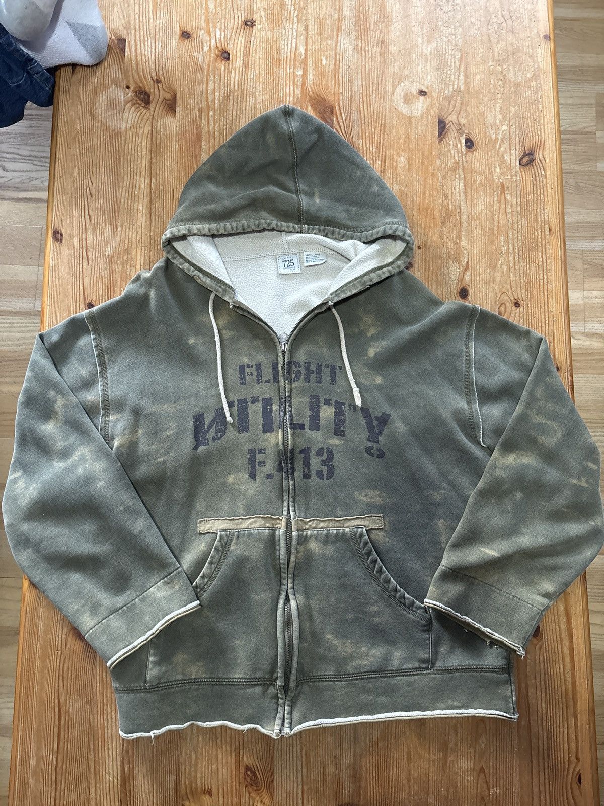 Green zip up military flight utility hoodie