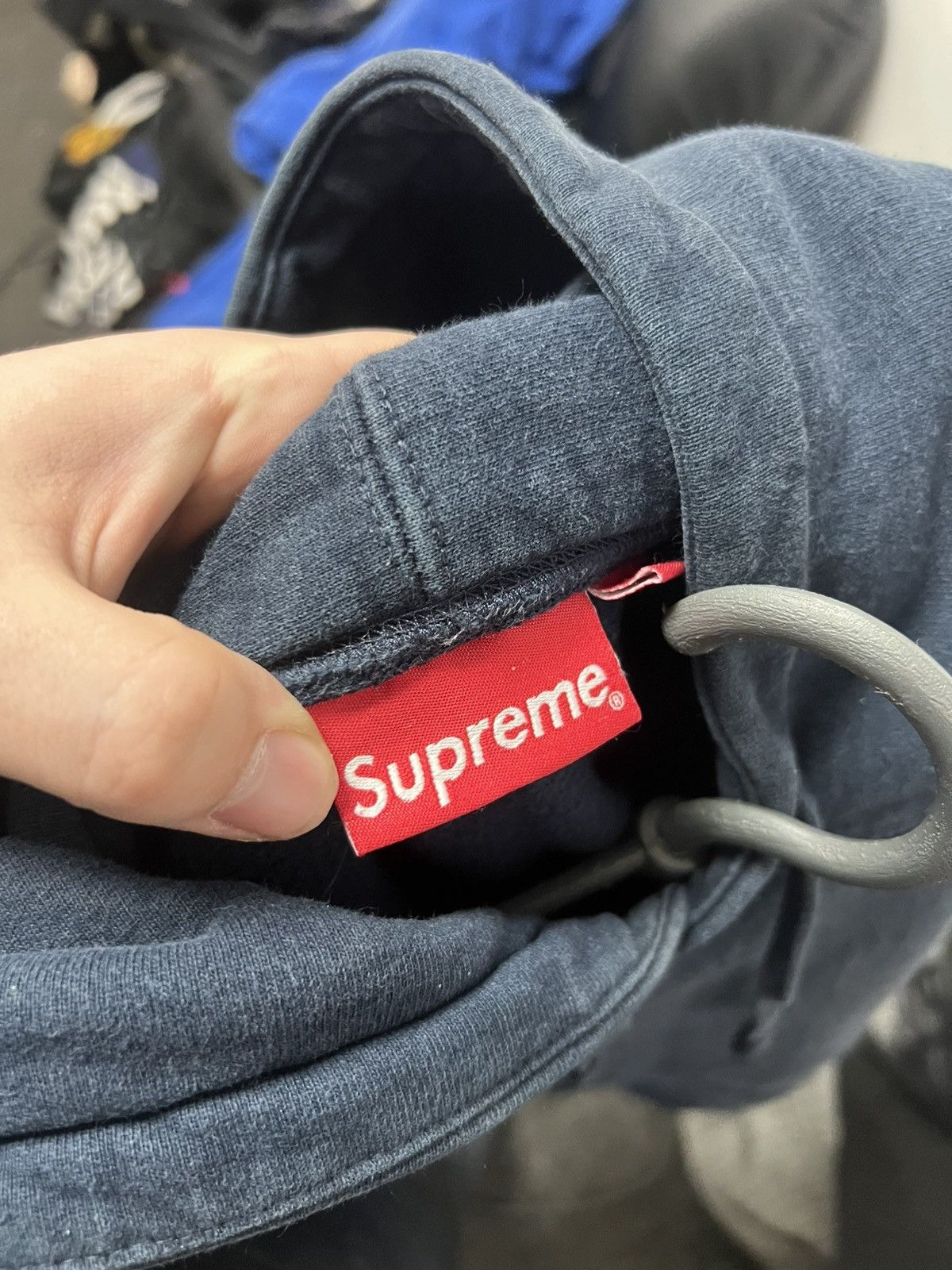 Supreme Supreme Zip Hoodie Big Logo Navy Blue Mens Size L Size US L / EU 52-54 / 3 - 5 Thumbnail