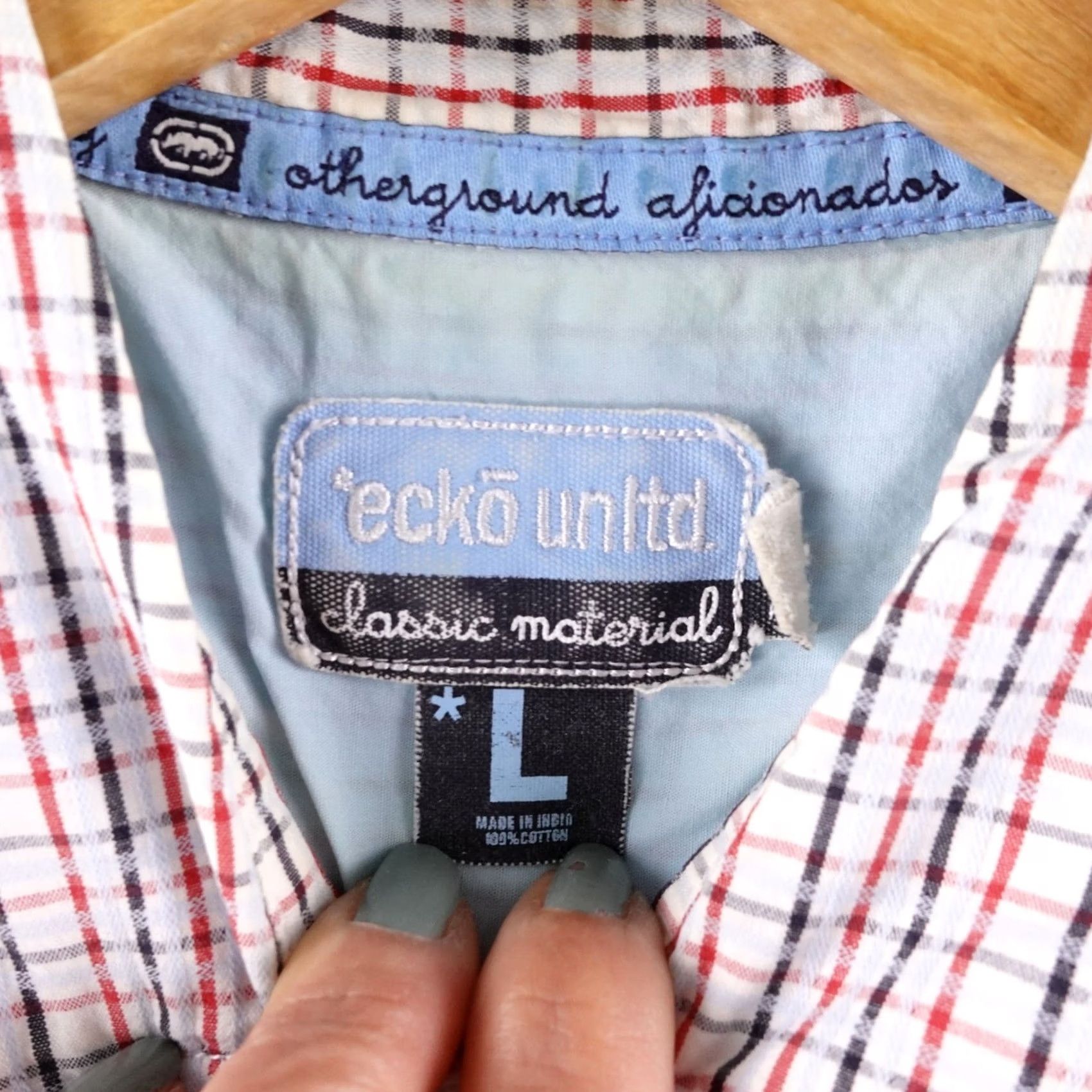 Ecko Unltd. Ecko Unltd Shirt Button-Up Plaid Red Blue White Classic Check Short Sleeve Mens L Size US L / EU 52-54 / 3 - 4 Thumbnail