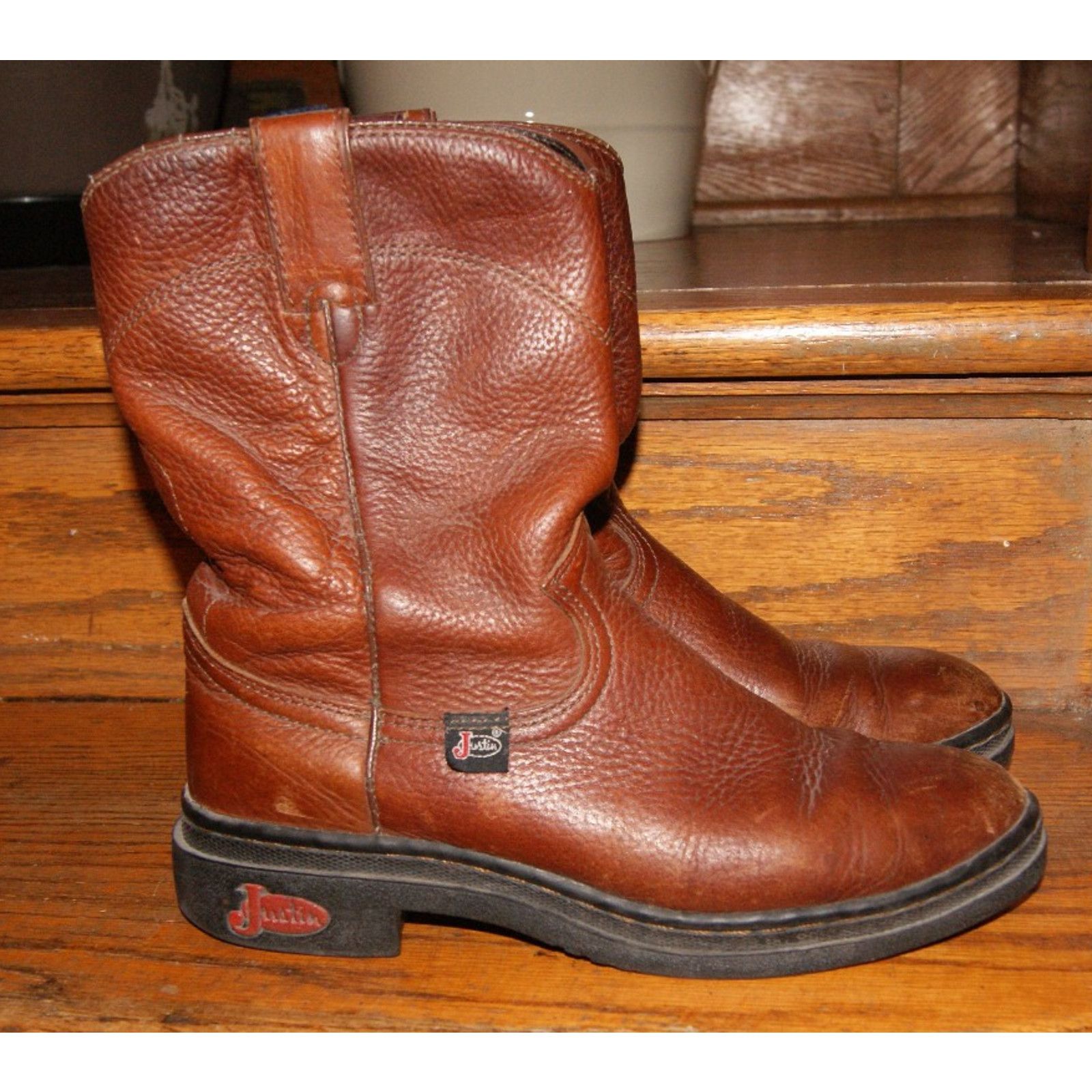 Justin Boots Justin Cowhide Ladies Boots L9011 Brown Rustic Leather 6.5B Size US 6.5 / IT 36.5 - 1 Thumbnail