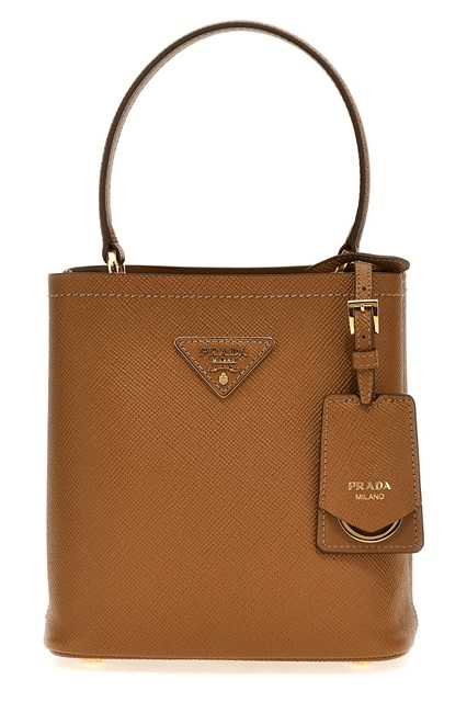 PRADA Panier Small Caramel Saffiano Top Handle Bag