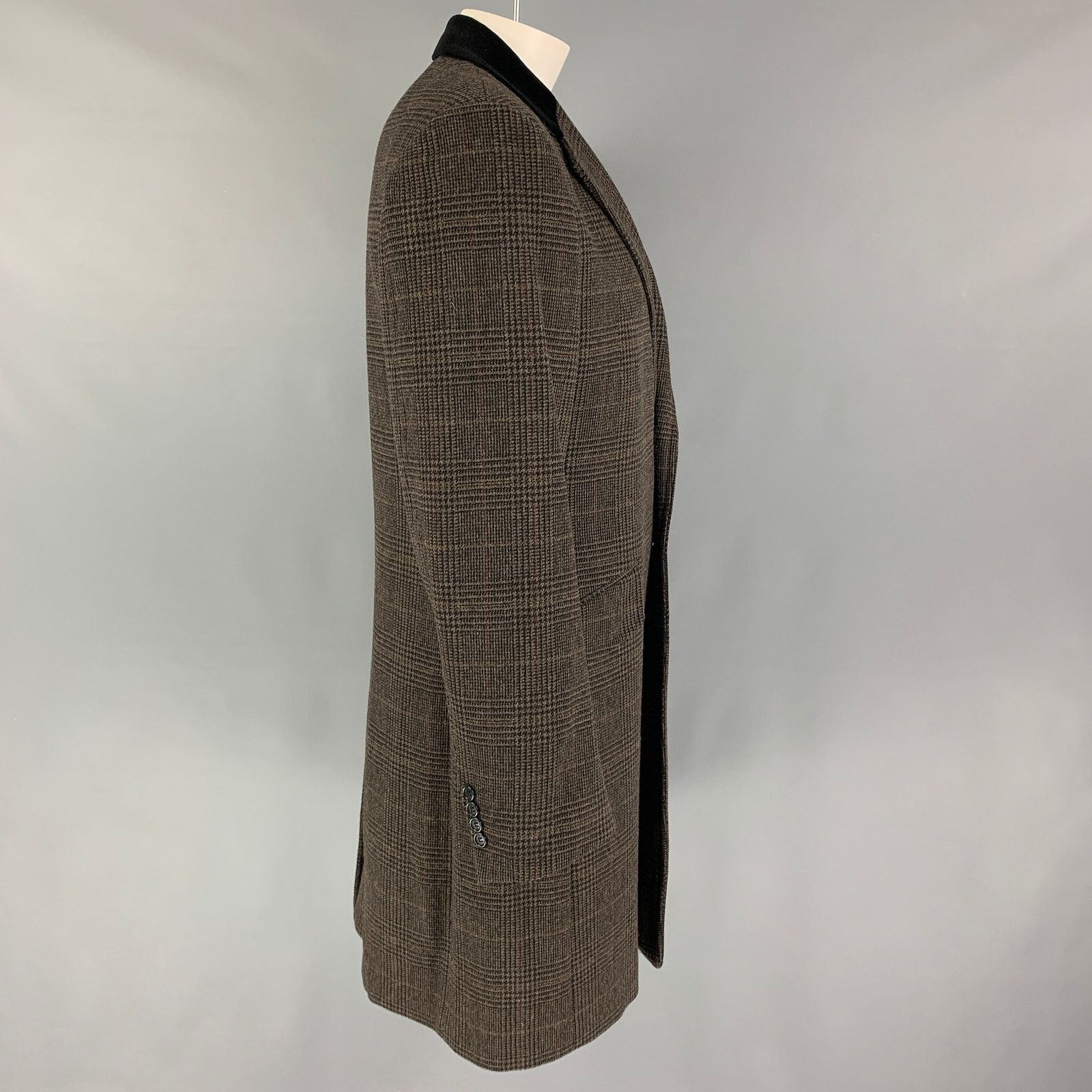 Paul Smith PS by PAUL SMITH Size 42 Olive Black Plaid Wool Nylon Coat Size US L / EU 52-54 / 3 - 3 Thumbnail