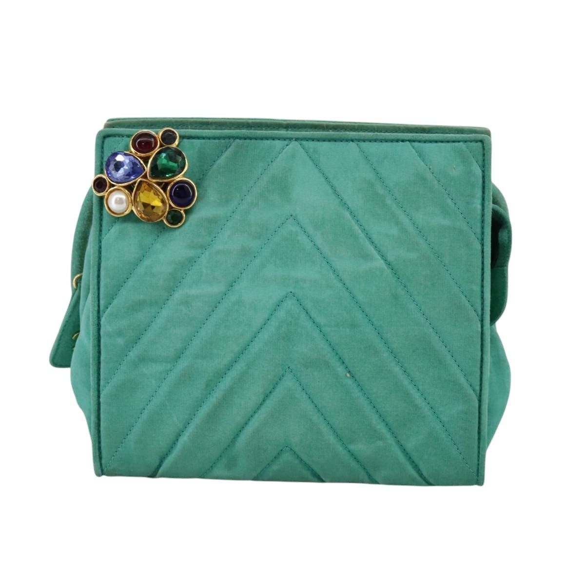 Chanel CHANEL V Stitch Shoulder Bag Nylon Green Gold CC Size ONE SIZE - 2 Thumbnail