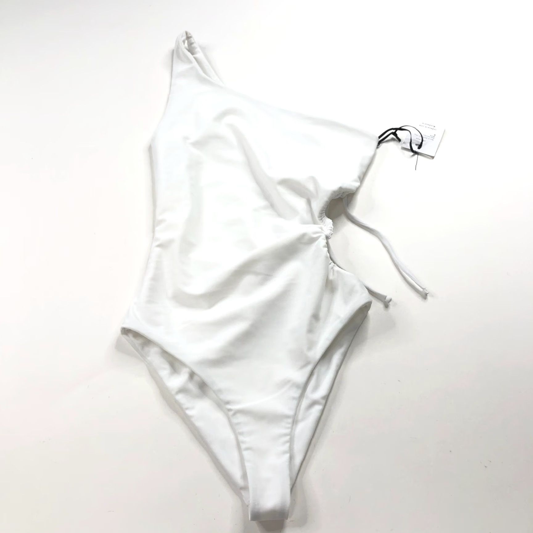 Vintage Jade Swim One Piece Women's Swimsuit White Size S Regular Nylon Spandex Solid 2623 HRJ Size ONE SIZE - 4 Thumbnail