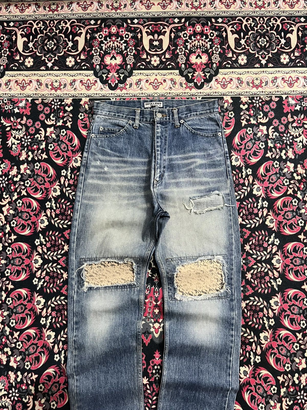 Japanese Brand Japanese Brand Skullshit Hardliner Knee Patch Blue Jeans Size US 29 - 3 Thumbnail