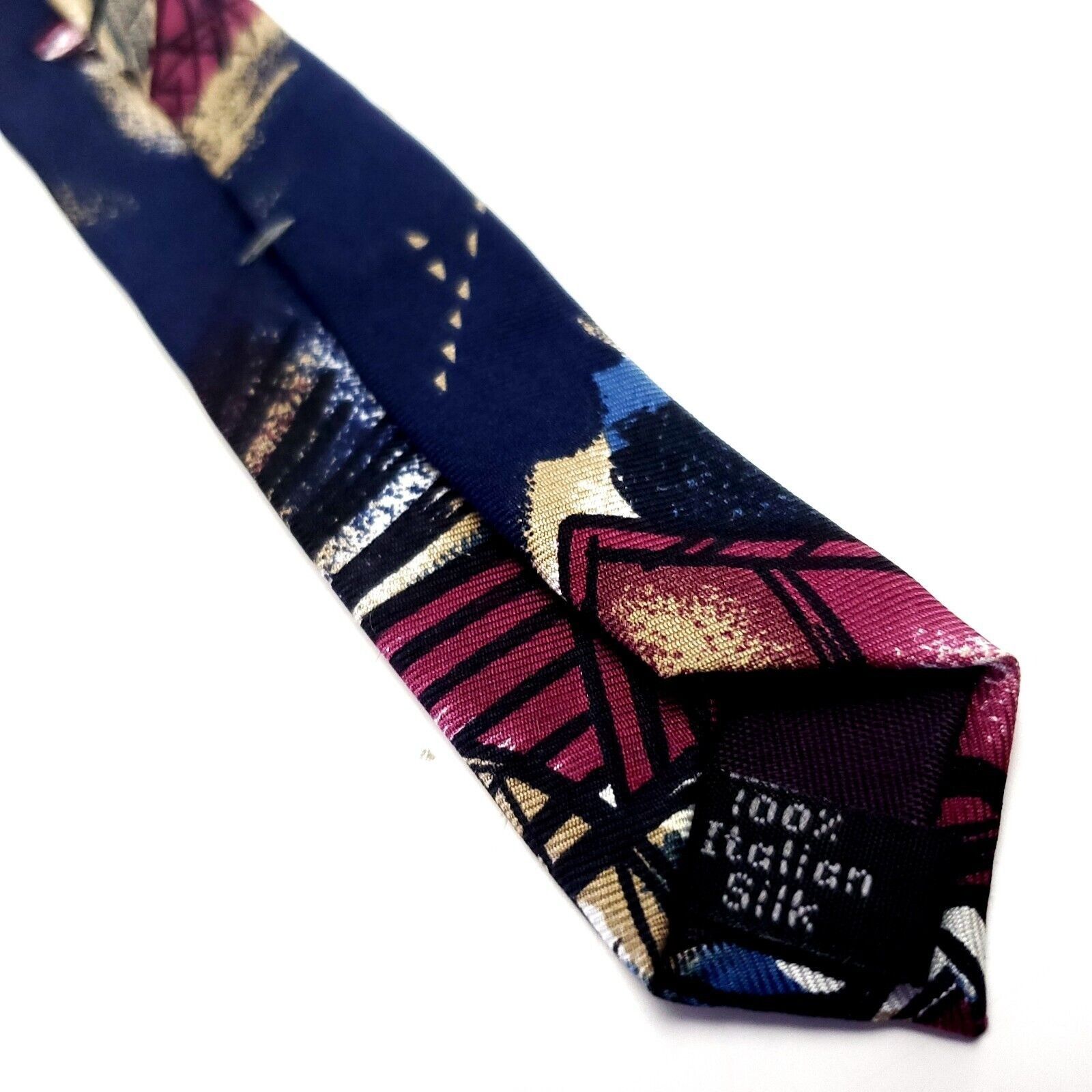 Henry Grethel Henry Grethel Multi Colored Silk Tie Woven Short Wide Graphi Size ONE SIZE - 5 Thumbnail