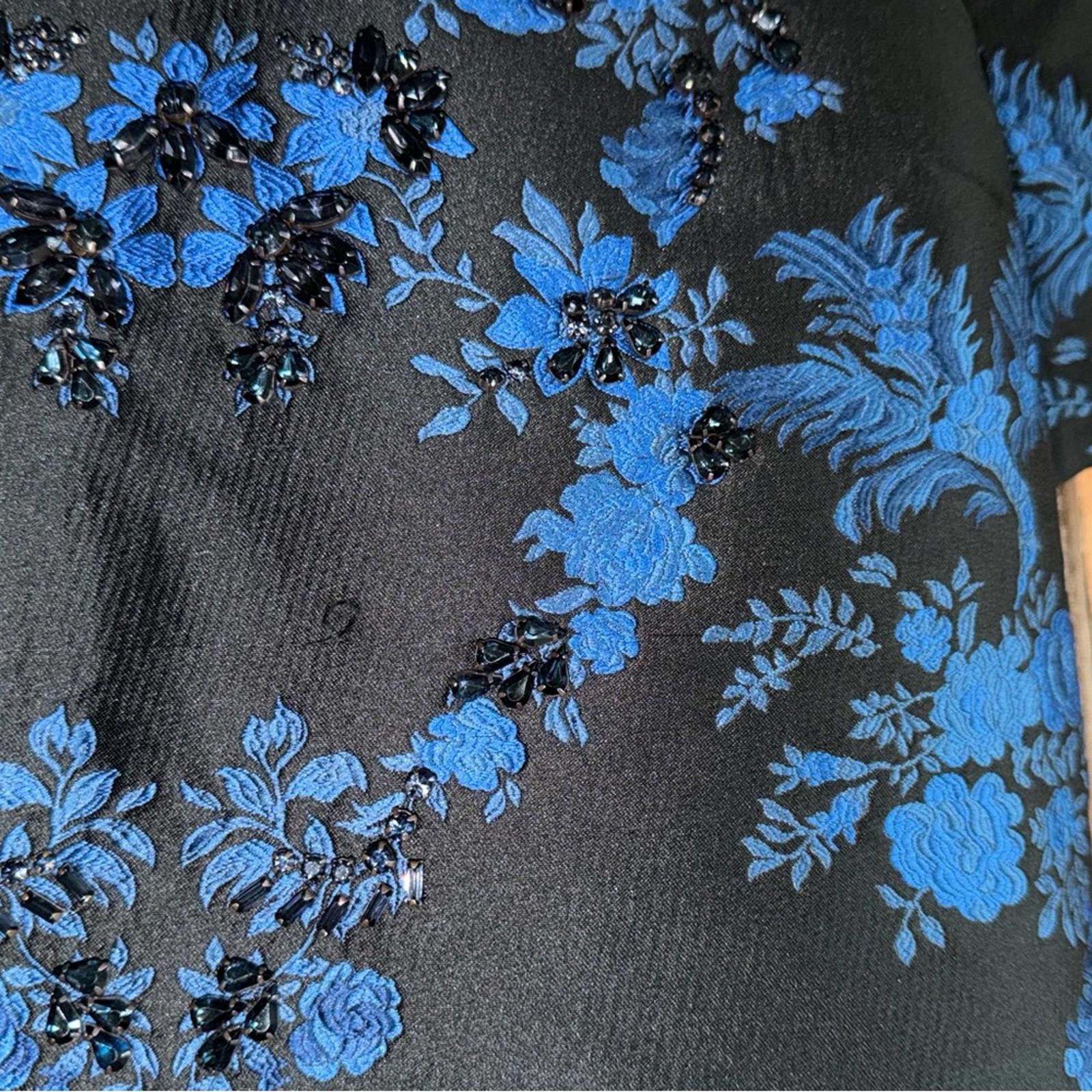 Stella McCartney Stella McCartney Black and Blue Floral Jacquard Mini Dress Size M / US 6-8 / IT 42-44 - 2 Thumbnail