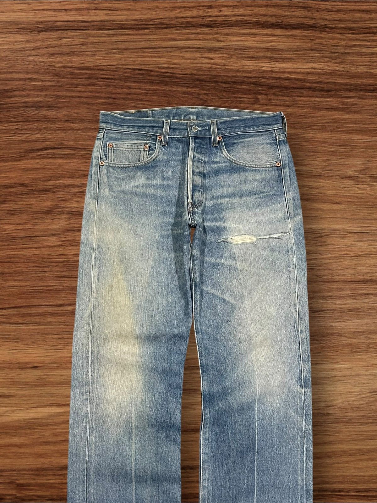 Levi's Levi’s 501 XX Vintage Inspired Washed Button Fly Blue Jeans Size US 33 - 3 Thumbnail