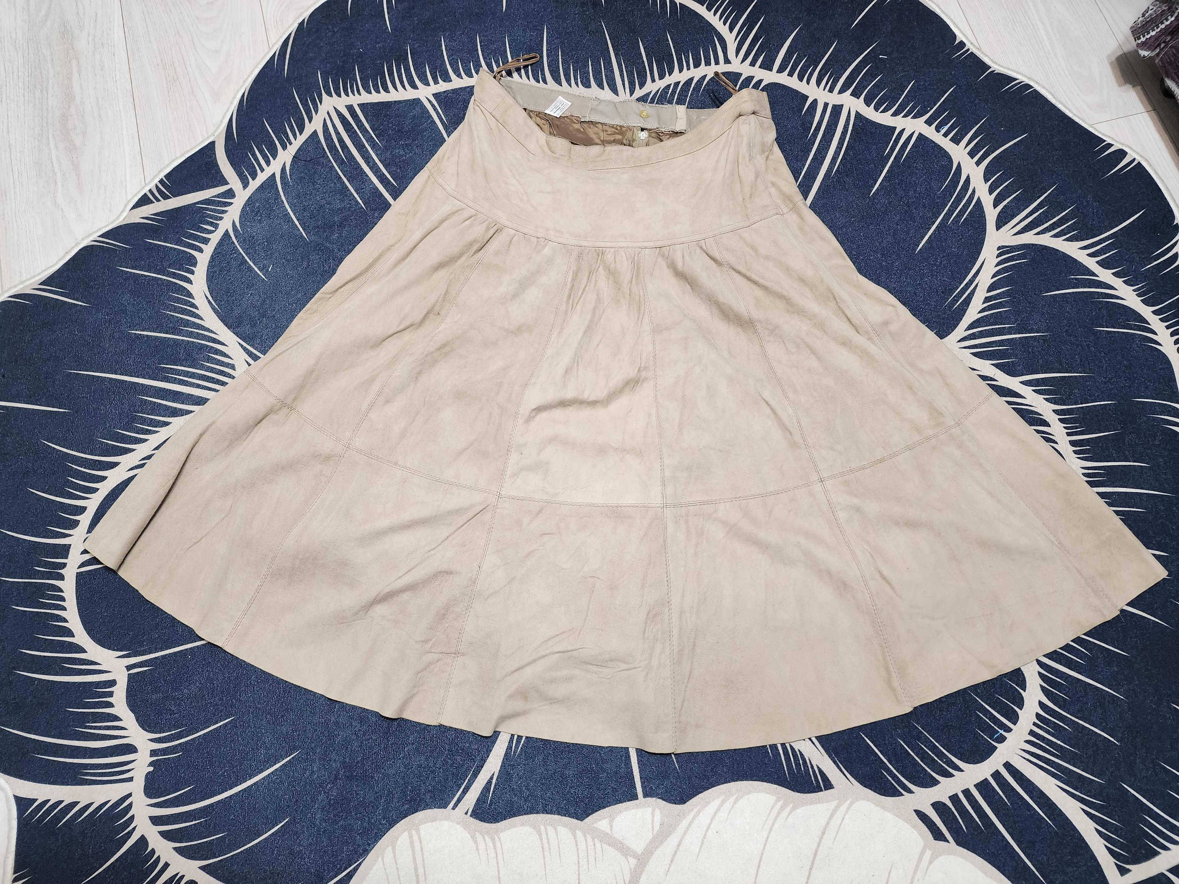 Other Beige Leather Skirt: Flared Skirt. Size 31" - 9 Thumbnail