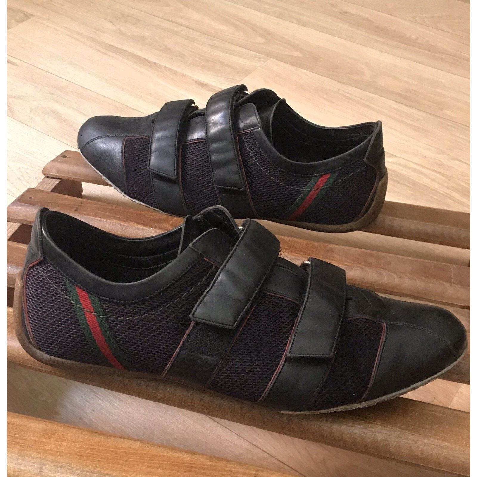 Gucci GUCCI Sneakers Black Leather Low Top CANVA Made in Italy Size US 8 / EU 41 - 1 Thumbnail