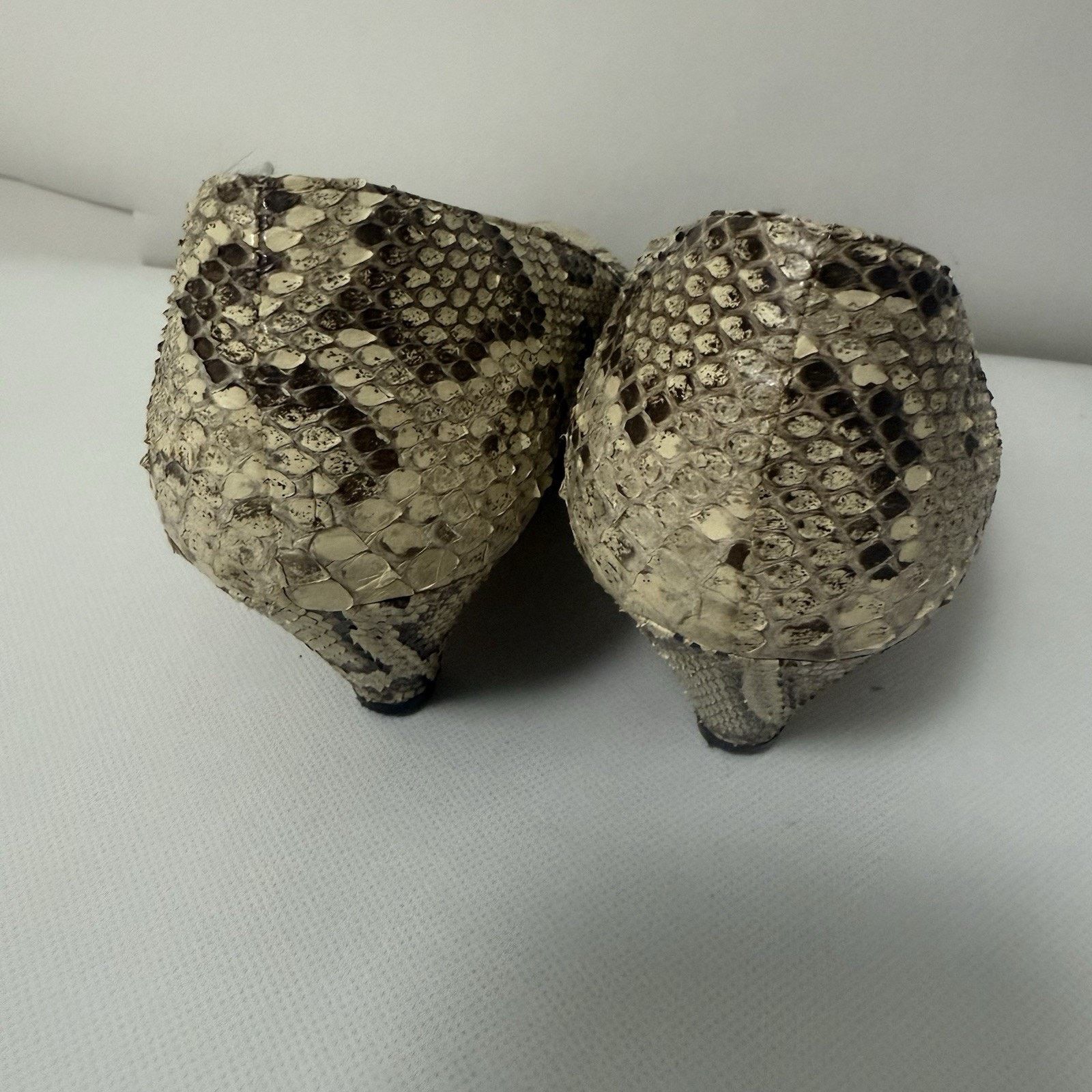 Other Gianmarco Lorenzi Python Leather Heels Italy Beige Black Size US 8.5 / IT 38.5 - 3 Thumbnail
