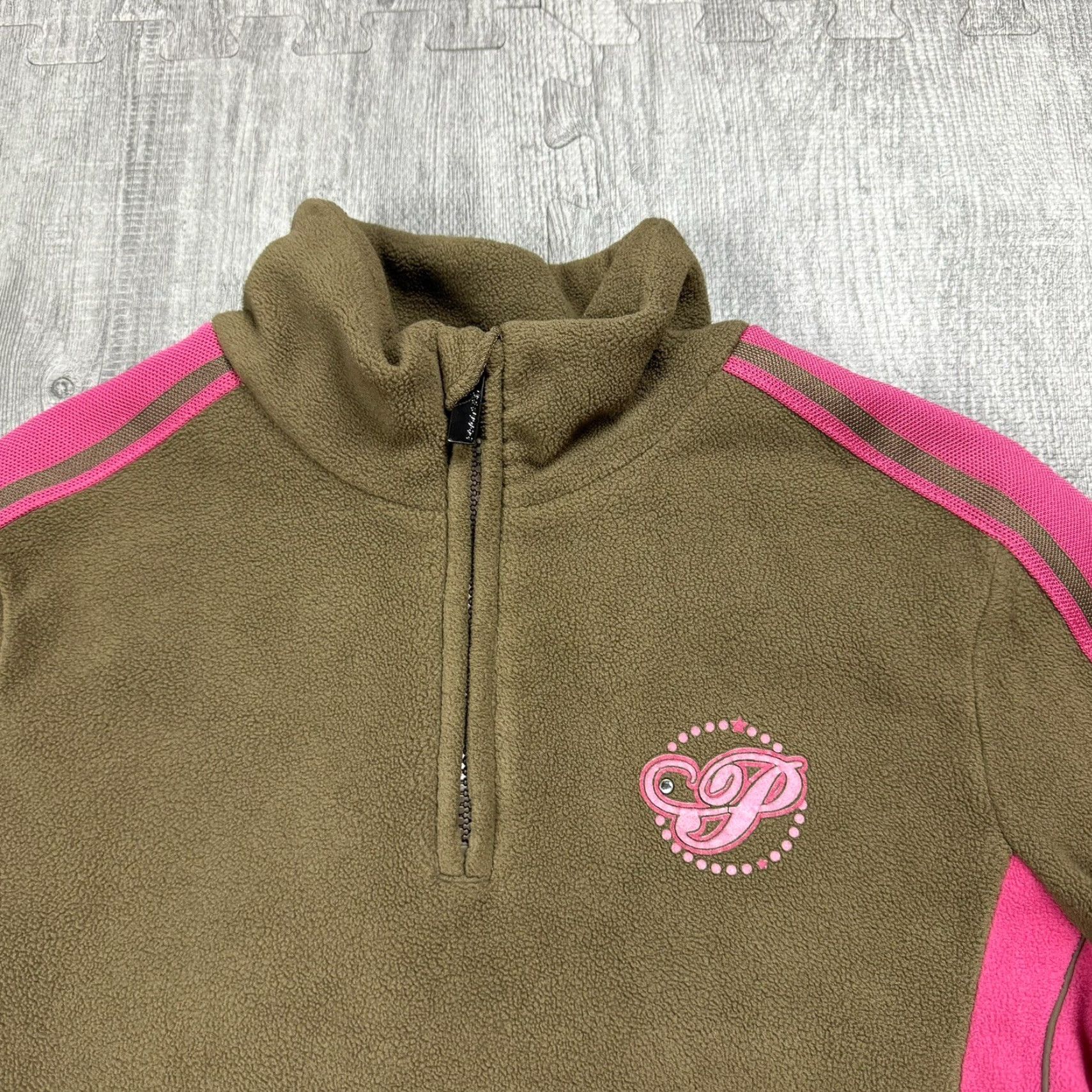 Vintage VINTAGE PREOTEST Y2K Fleece Hoodie Womens S/M Black Tape Sleeve Logo 1/4 Zip 1990s Grunge Size S / US 4 / IT 40 - 2 Thumbnail
