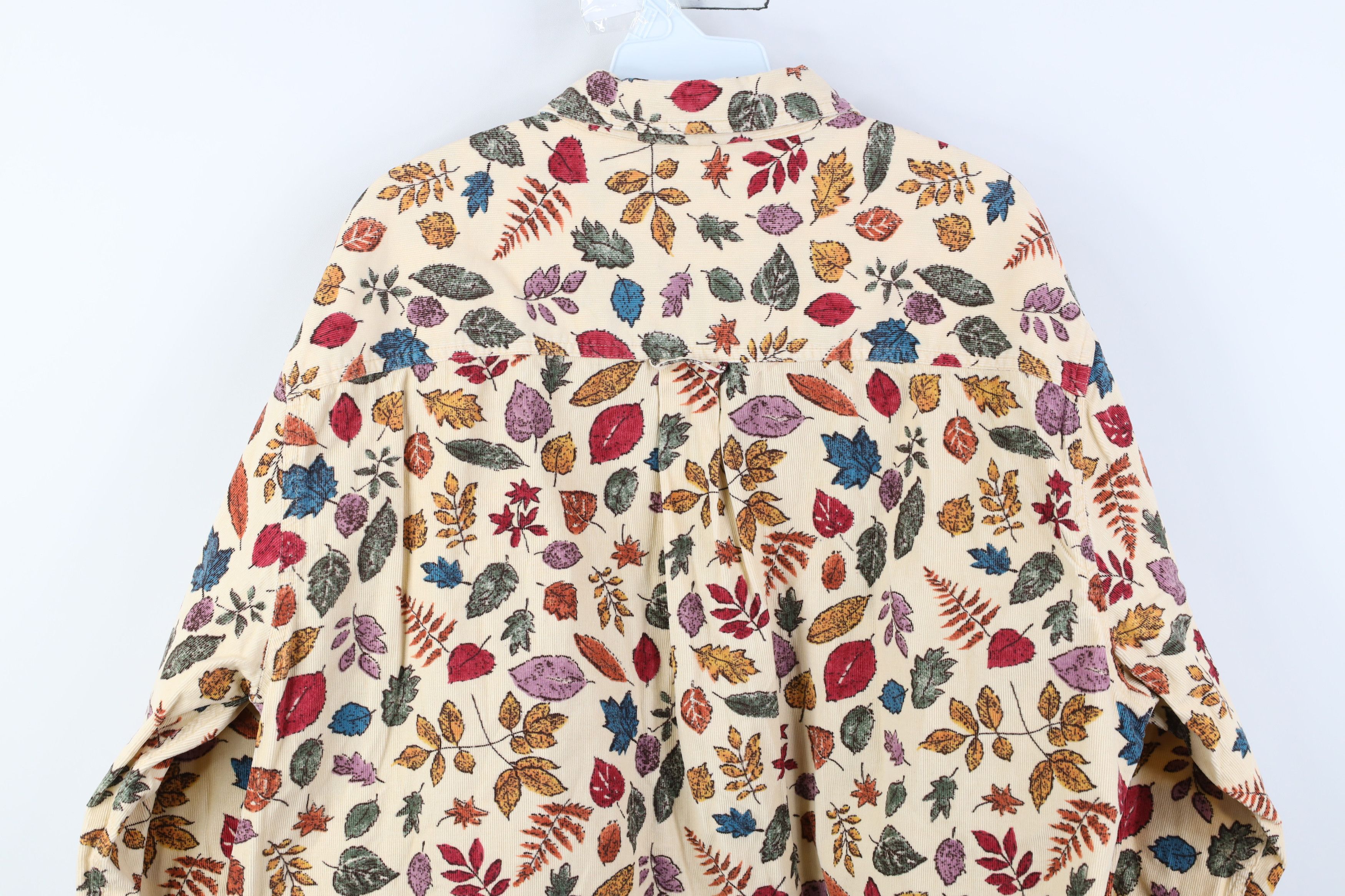 Vintage Vintage 90s Streetwear Leaf Corduroy Collared Button Shirt Size L / US 10 / IT 46 - 9 Thumbnail