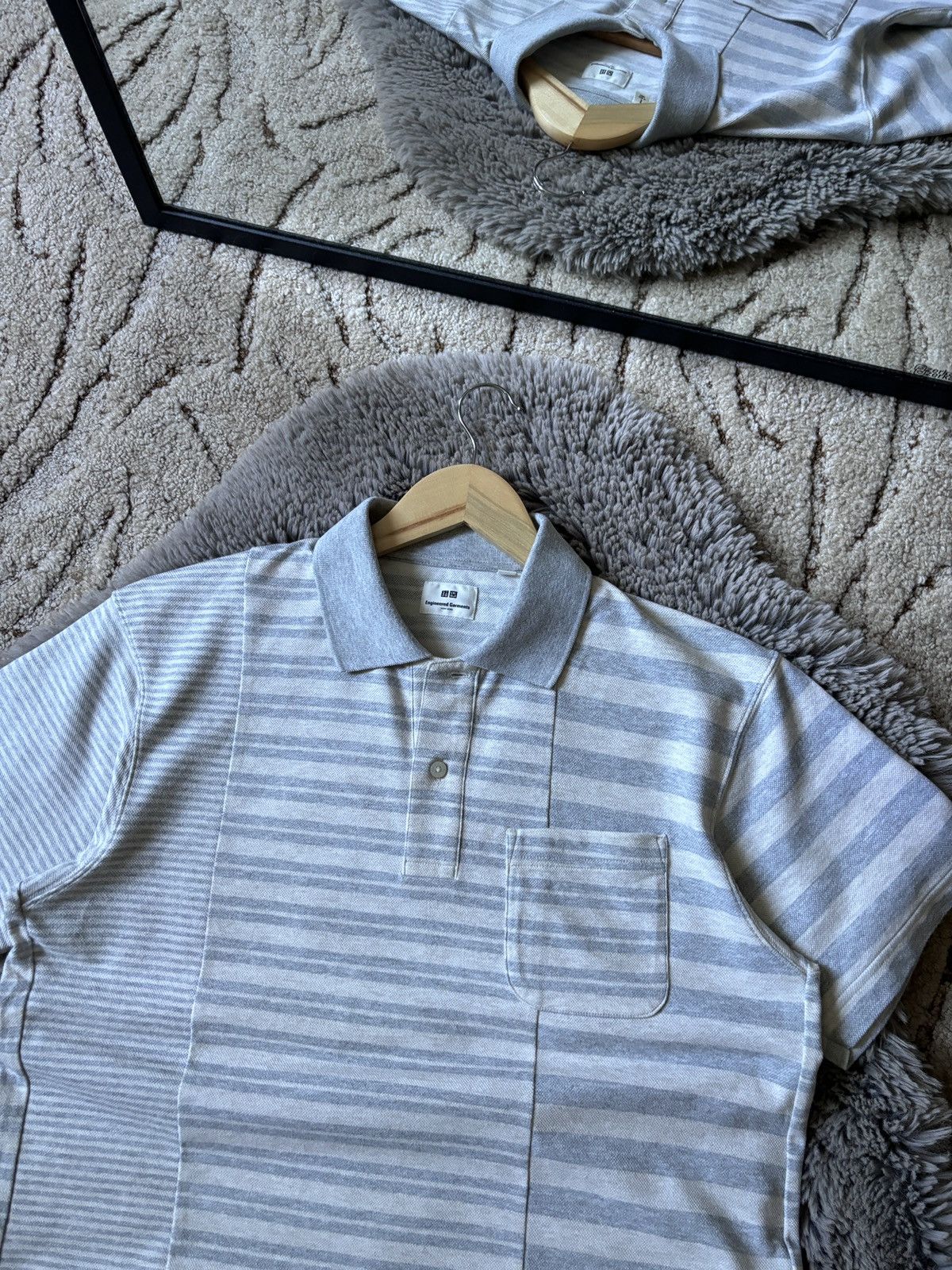 Engineered Garments × Japanese Brand × Uniqlo Engineered Garments x Uniqlo polo Cut & Sewn grey tee Size US S / EU 44-46 / 1 - 3 Thumbnail