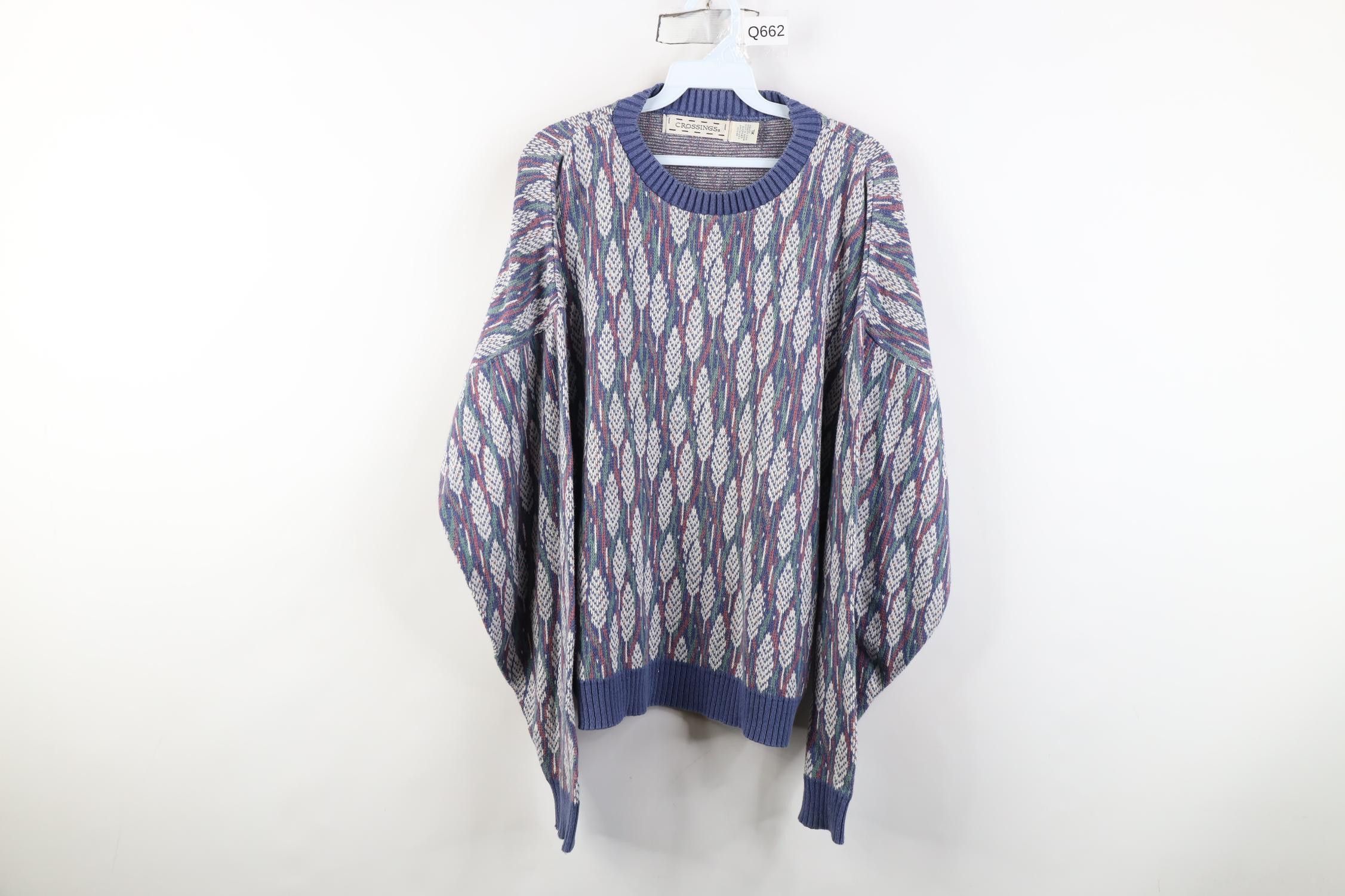 Vintage Vintage 90s Streetwear Boxy Fit Knit Crewneck Sweater USA Size XL / US 12-14 / IT 48-50 - 1 Thumbnail