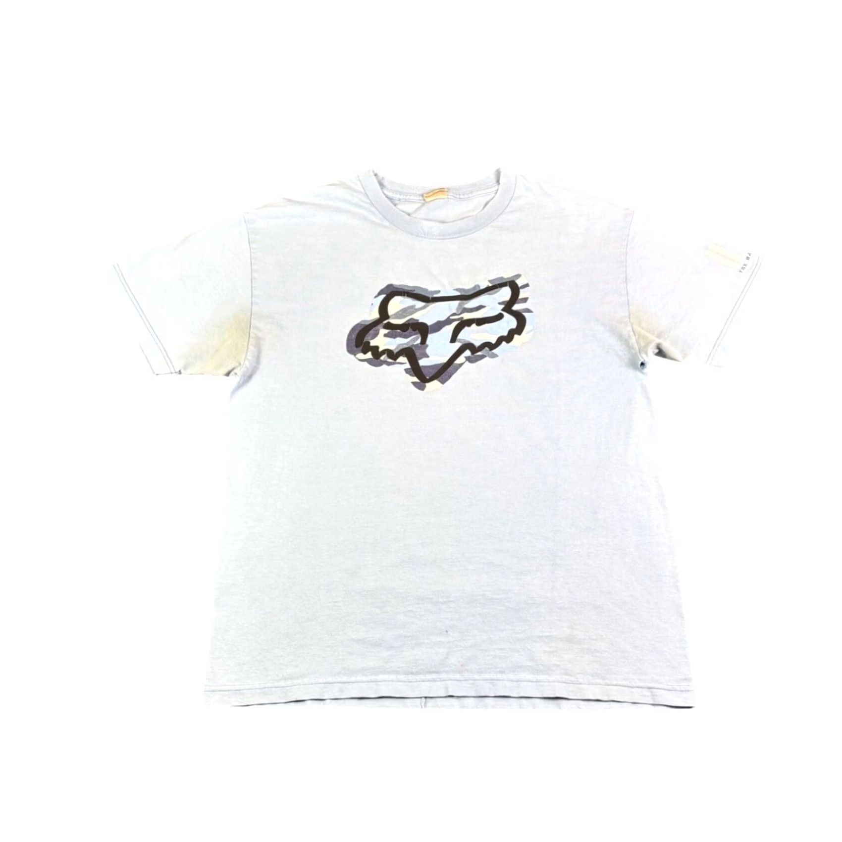 Fox Racing Fox Racing Mens T-Shirt Light Blue Camo Fox Head Logo Graphic Tee Distressed L Size US L / EU 52-54 / 3 - 2 Thumbnail