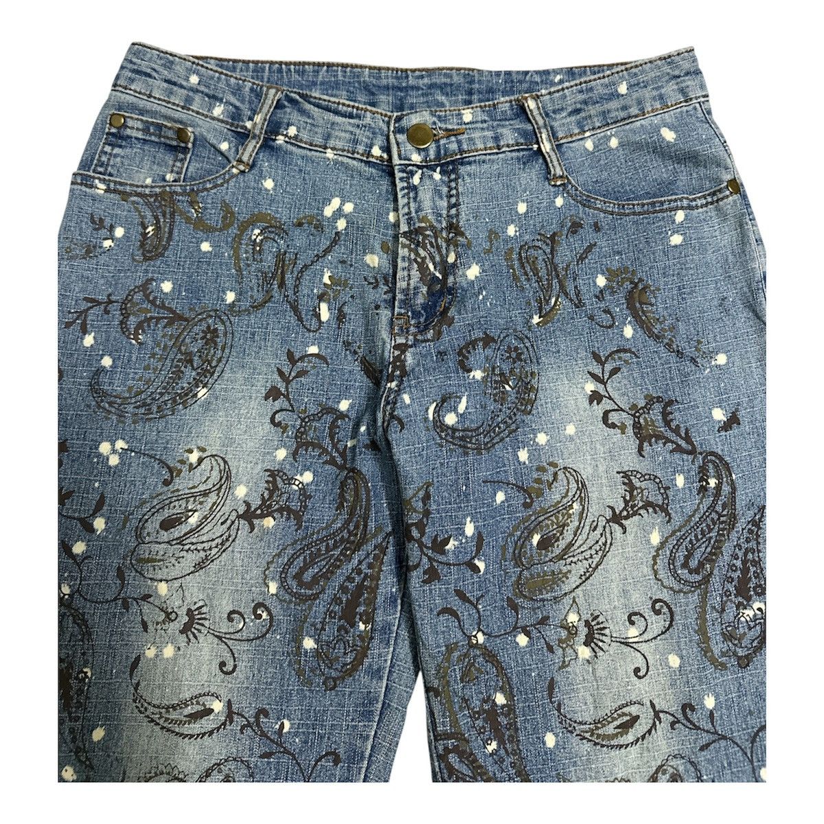 Distressed 2000s Bandana Flare Jeans Japanese Y2K Goa Lgb
