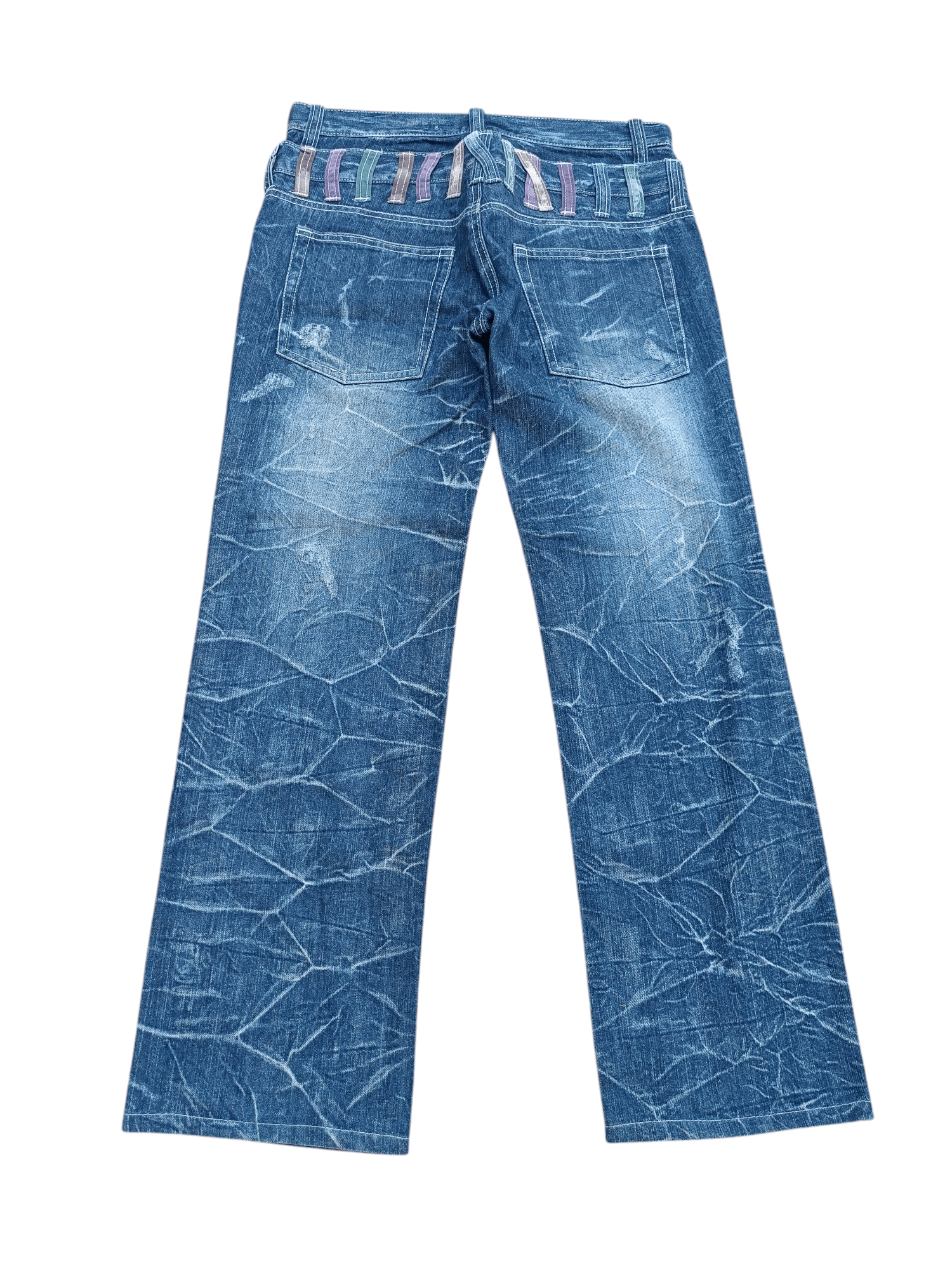 Japanese Brand RARE🔥JNYLAUS DOUBlLE WAIST WHISKERS DISTRESSED DENIM Size US 31 - 10 Thumbnail