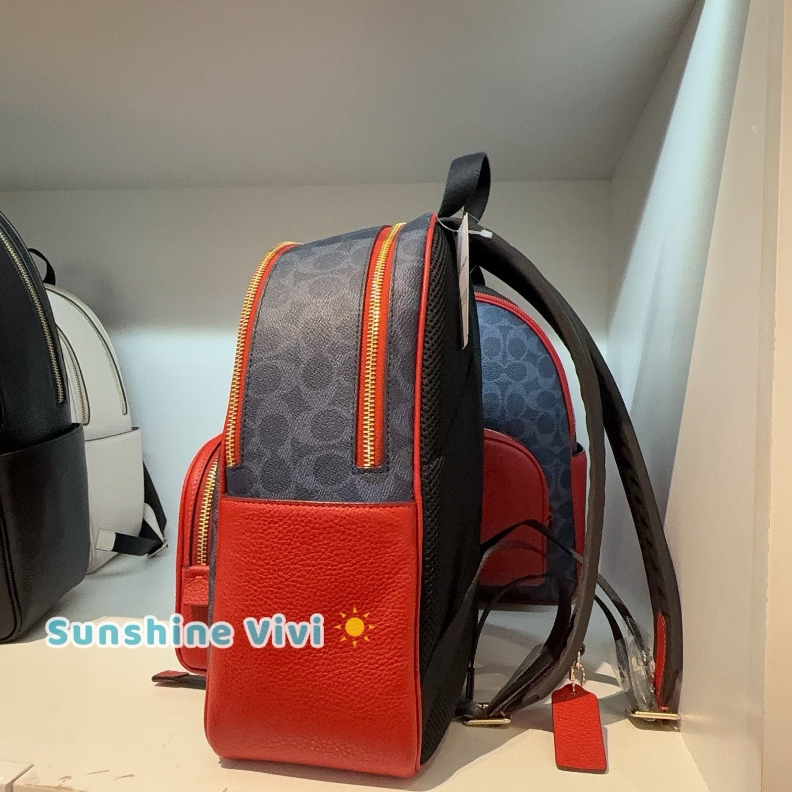 Coach NWT Coach Court Backpack Canvas CZ176 Denim/Bold Red Size ONE SIZE - 3 Thumbnail