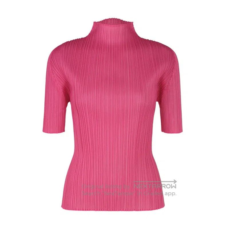 Issey Miyake Issey Miyake Pink Turtleneck Short Sleeve Size S / US 4 / IT 40 - 1 Thumbnail