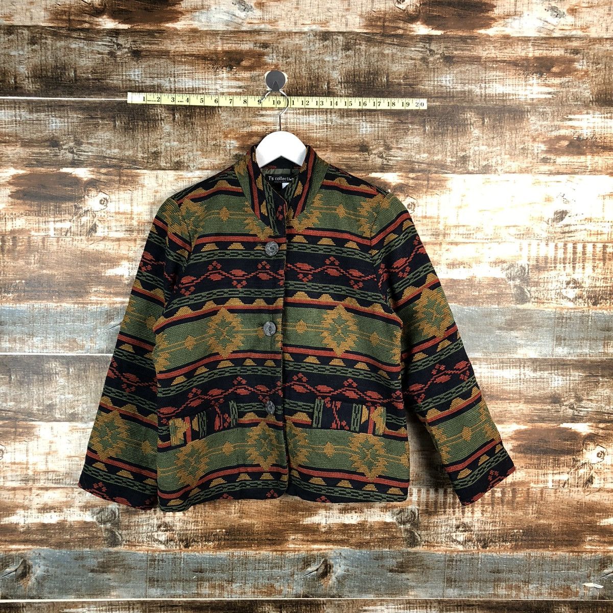 Homespun Knitwear × Japanese Brand TS Collection Green Knitwear art jacket vintage #A2480 Size S / US 4 / IT 40 - 1 Thumbnail