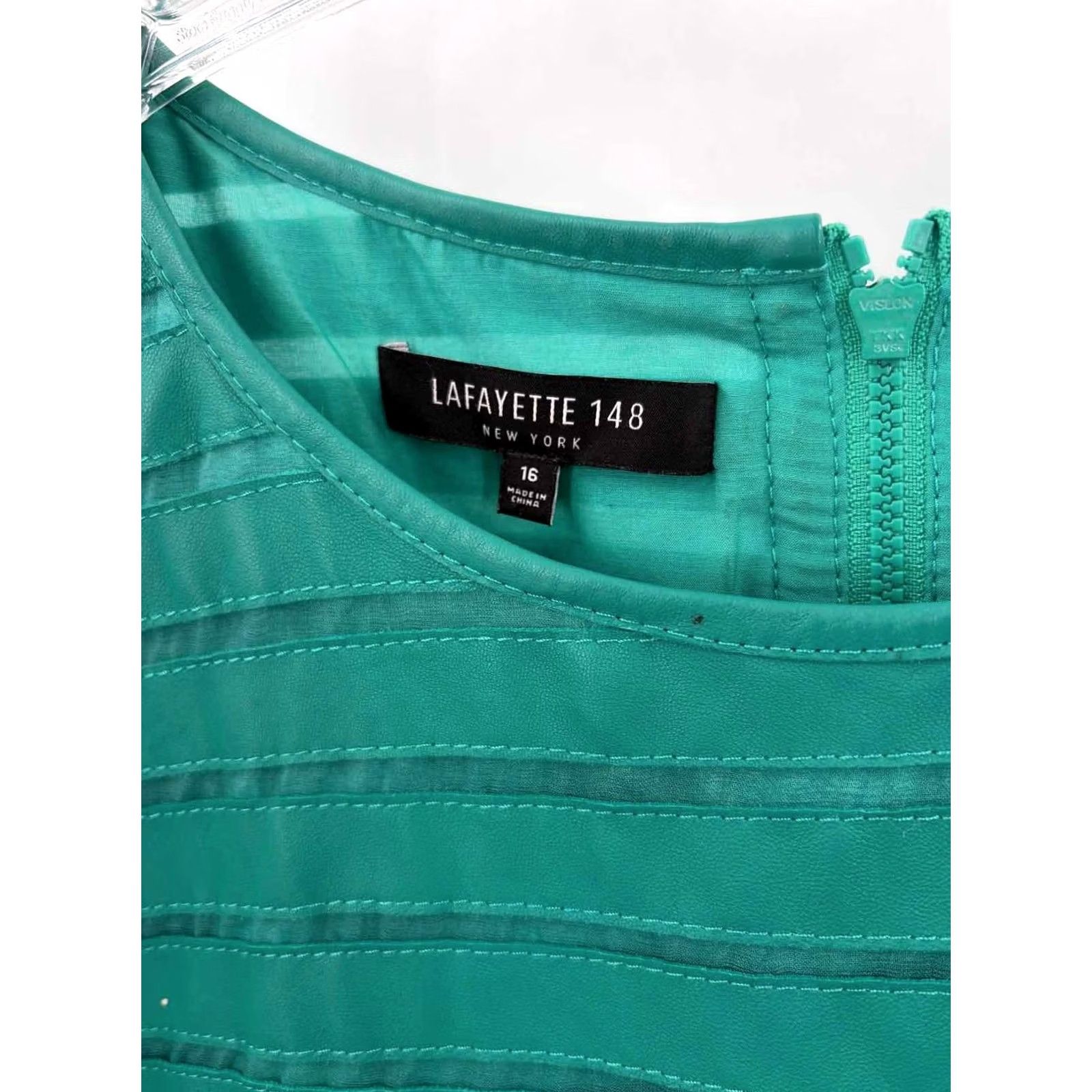 Vintage Lafayette 148 Green Size 16 Short Sleeveless Dress Size 38" / US 16 / IT 52 - 3 Thumbnail