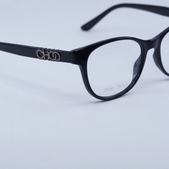 Jimmy Choo Jimmy Choo JC241 0807 00 Eyeglasses Black 52mm Square Frame Size ONE SIZE - 3 Thumbnail