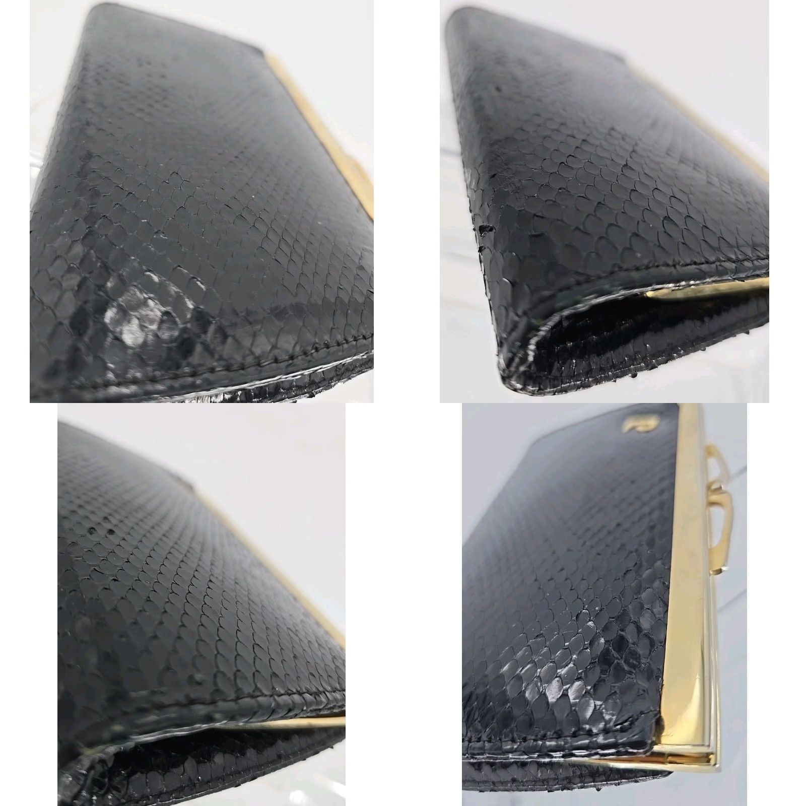 Pierre Cardin Vtg Pierre Cardin Coin Purse Clasp Money Pouch Wallet Snakeskin Black - 1970s - Pierre Cardin - Women - Leather - Decade 1970s - Vintage Coin Purse Size ONE SIZE - 8 Thumbnail