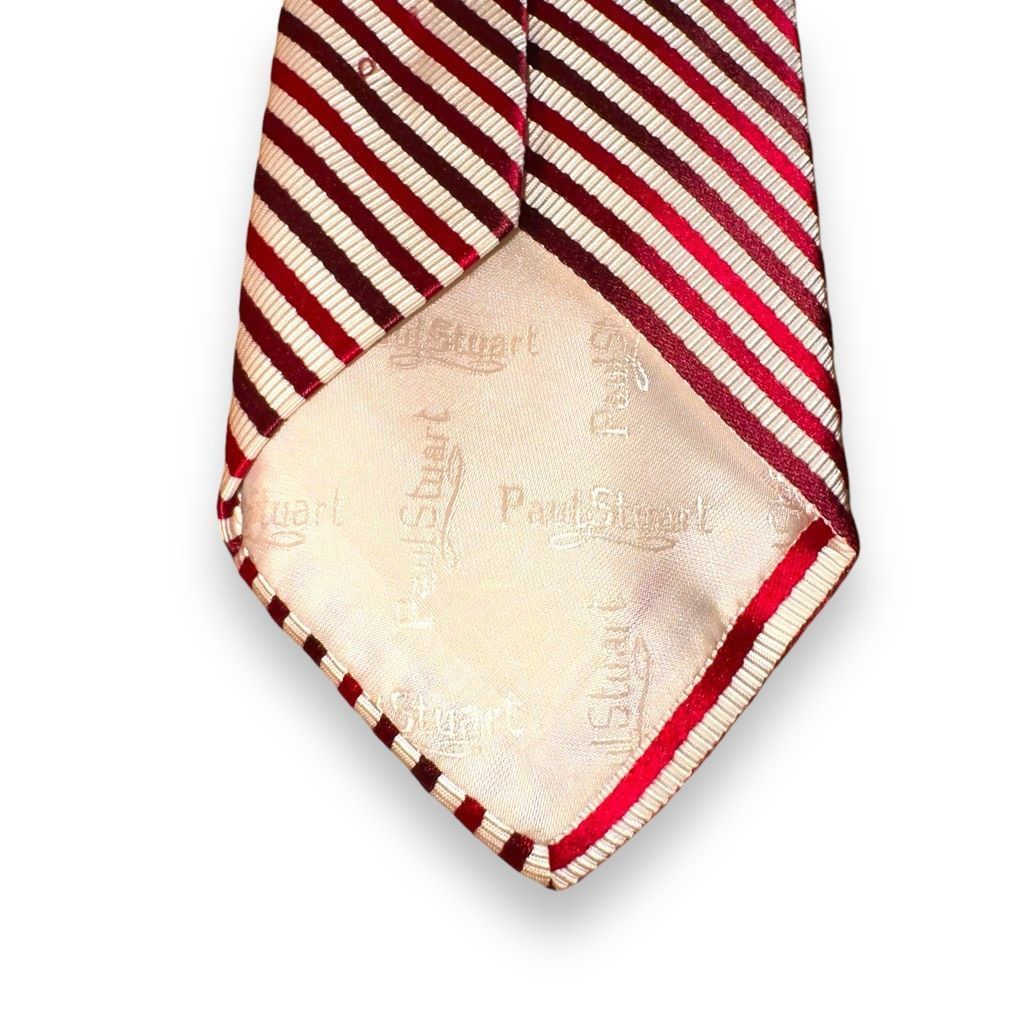 Paul Stuart Paul Stuart Red & White Striped 100% Silk Handmade in France Size ONE SIZE - 5 Thumbnail