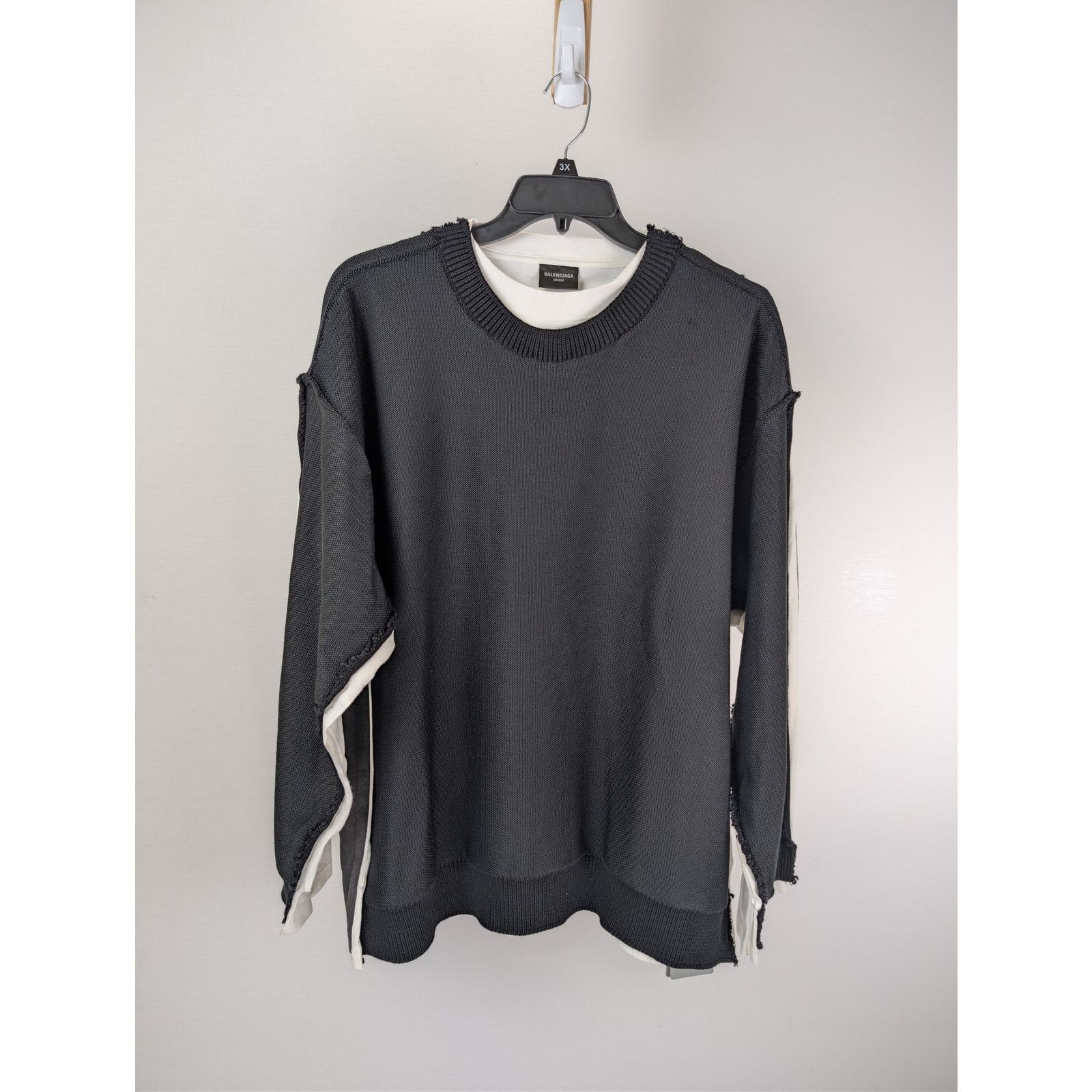 Balenciaga o1rshd1 Cotton Hybride Large Sweater T-Shirt in Black Size US L / EU 52-54 / 3 - 2 Thumbnail