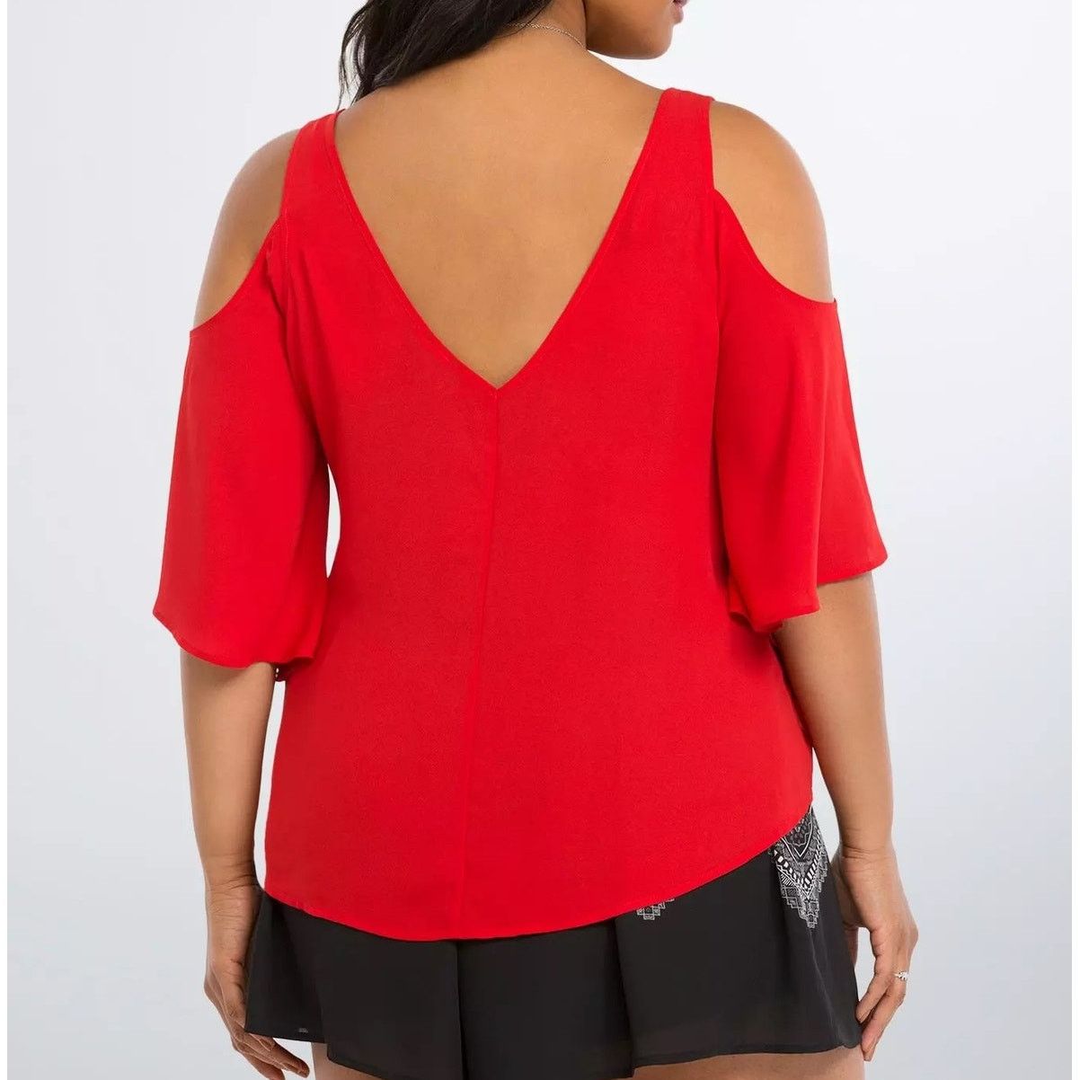 Torrid Torrid Georgette Cold Shoulder Top Blouse Size 3 Plus 3X Size 3XL / US 20-22 - 2 Thumbnail