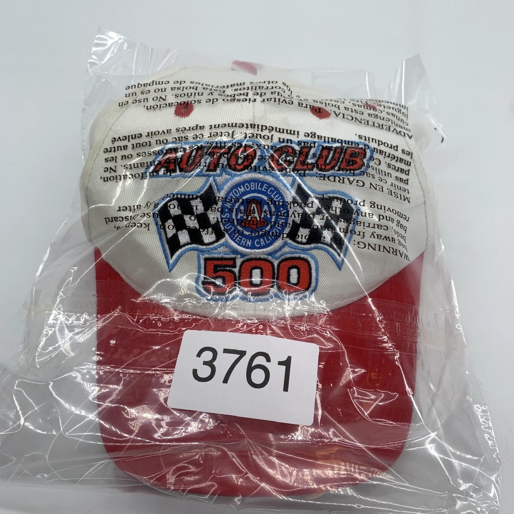Vintage VINTAGE Outdoor Cap Downforce Auto Club 500 Hat Cap Snap Back Mens White Red Racing One Size Size ONE SIZE - 7 Thumbnail