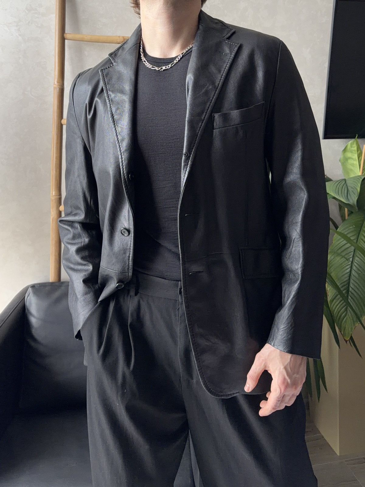 Leather Stewart Vintage Real Leather Black Blazer Jacket Size US L / EU 52-54 / 3 - 1 Thumbnail