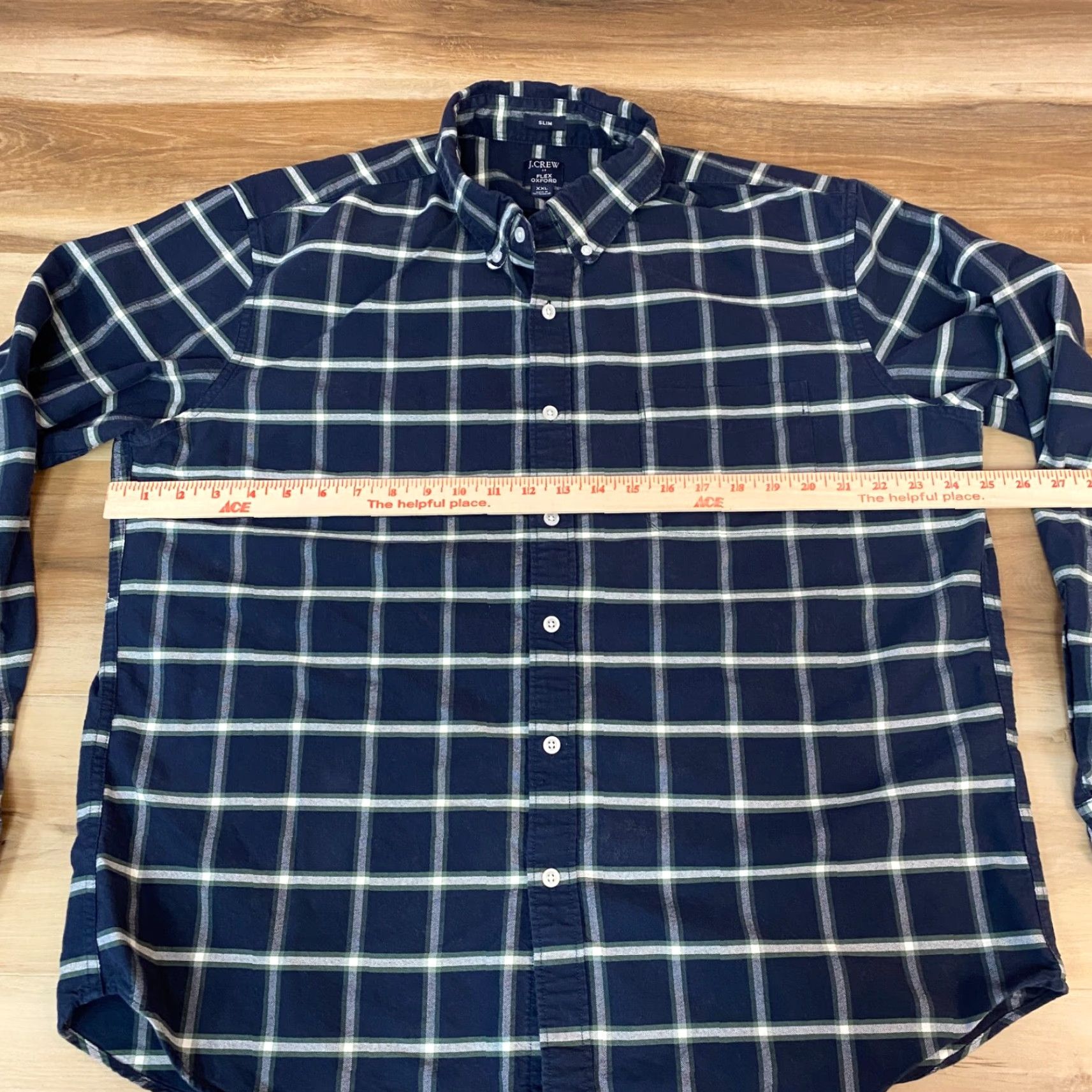 J.Crew J. Crew Oxford Shirt Mens XXL Slim Navy Plaid Button-Down OCBD Size US XXL / EU 58 / 5 - 6 Thumbnail