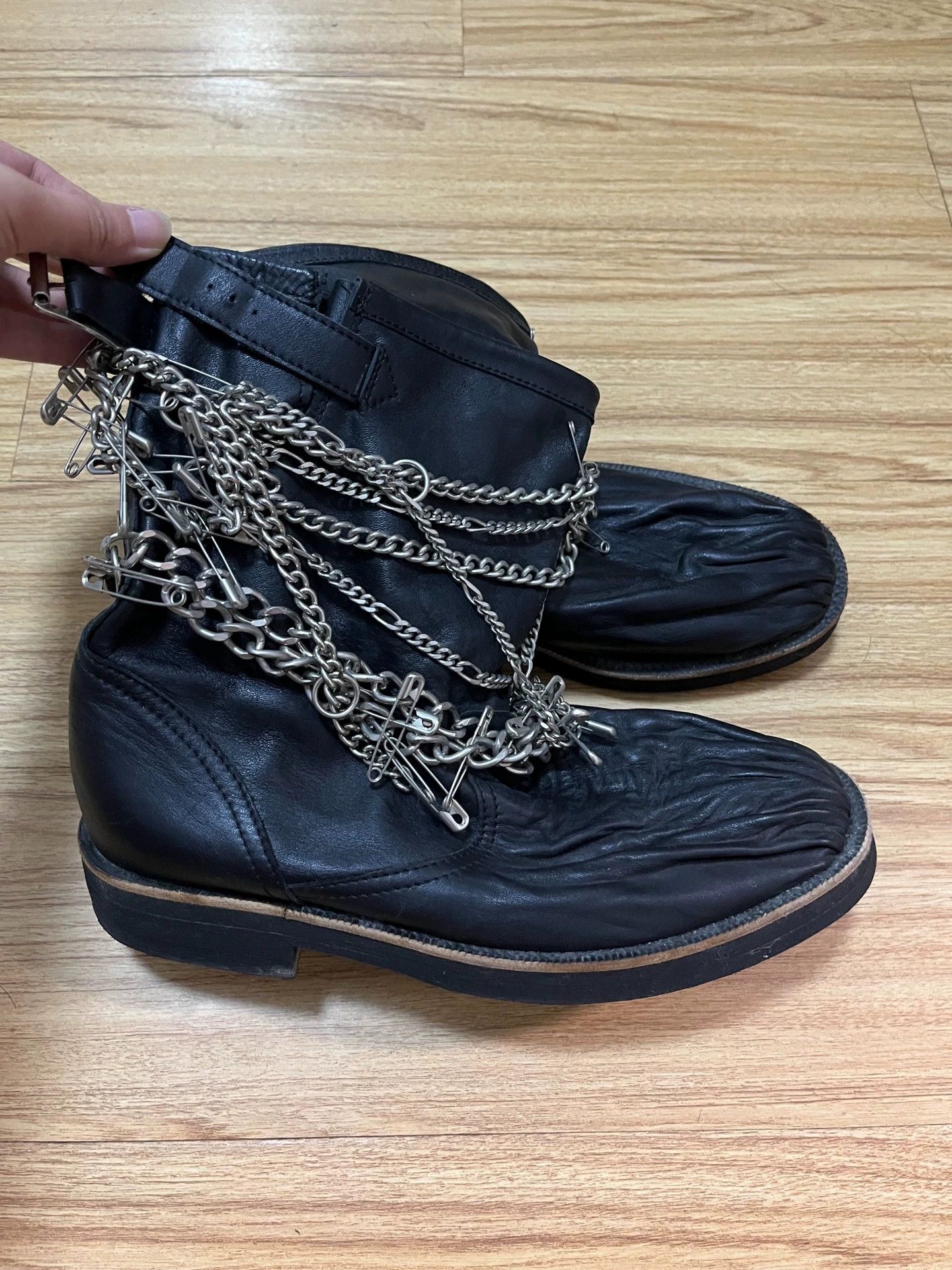 Comme des Garcons CDG Tricot Leather Chain Pleated Fleece-Lined Boots 23码 Size US 7.5 / IT 37.5 - 1 Thumbnail