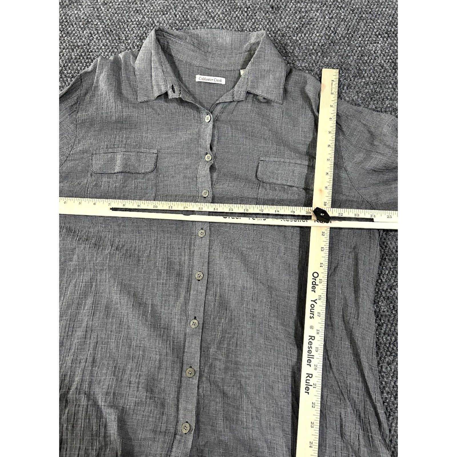 Coldwater Creek Coldwater Creek Shirt Womens XL Black White Houndstooth Button Up Blouse Crew Neck Long Sleeve Stretch Casual Business Mens Women Girls Size XL / US 12-14 / IT 48-50 - 3 Thumbnail