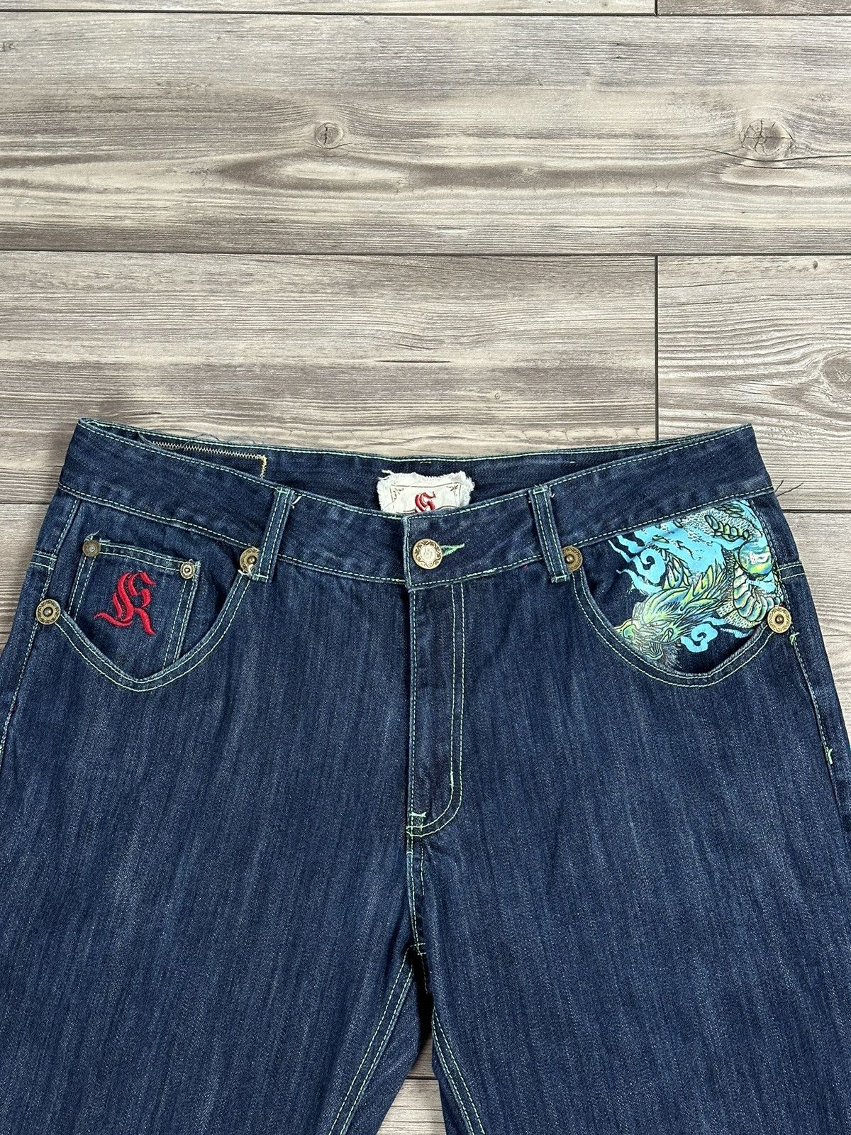 Ed Hardy Crazy Y2K Kanji Dragon Baggy Jeans Size US 38 / EU 54 - 4 Thumbnail