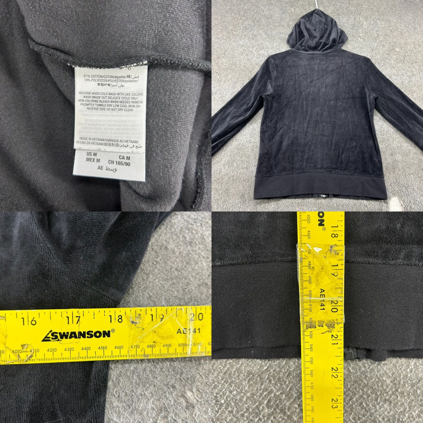Juicy Couture Juicy Couture Hoodie Womens M Black Full Zip Velour Velvet Y2K Style Blank Size M / US 6-8 / IT 42-44 - 8 Thumbnail