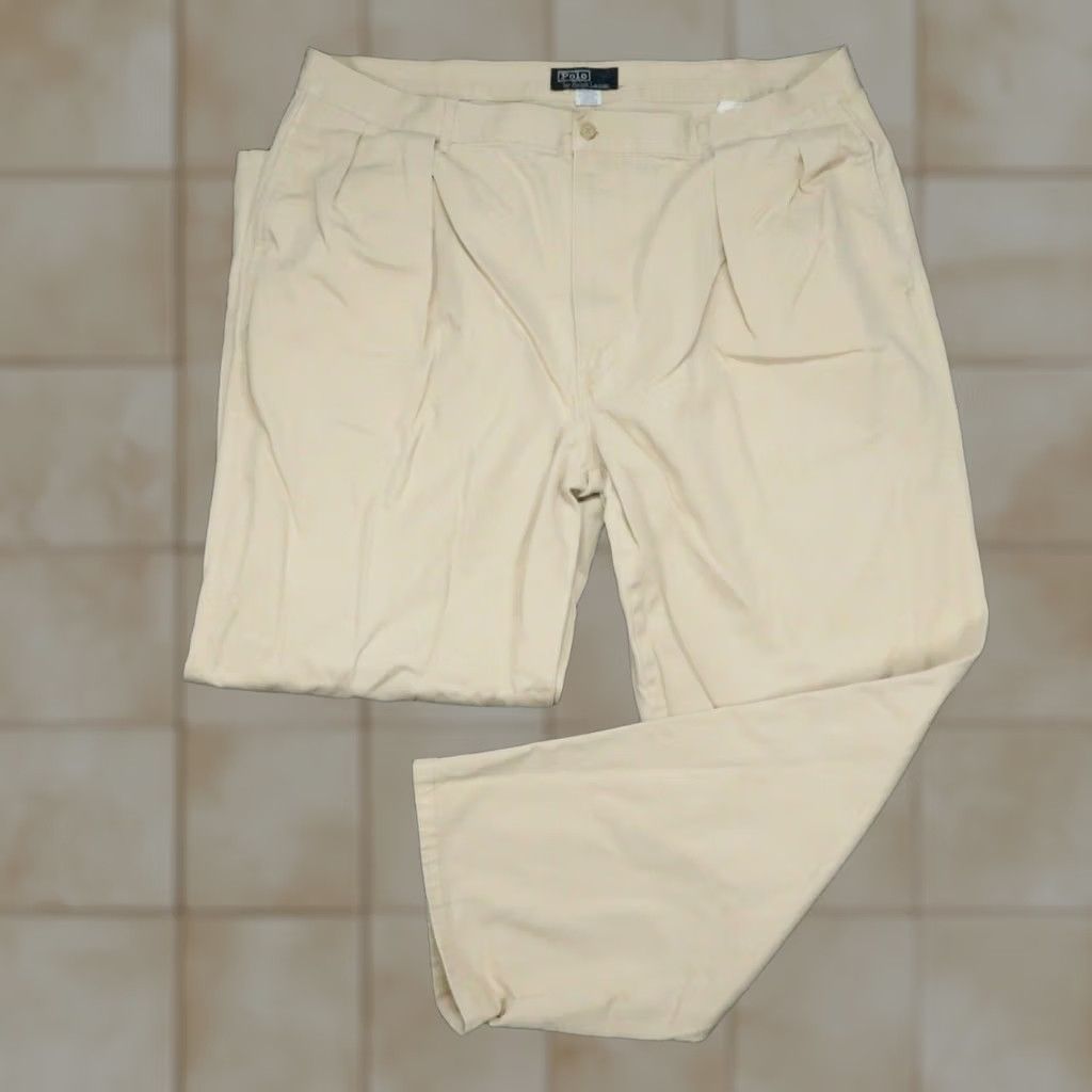 Polo Ralph Lauren VINTAGE Polo Ralph Lauren Pants Men 40x32 Khaki Tan Chino Double Pleat Twill Classic Size US L / EU 52-54 / 3 - 1 Thumbnail