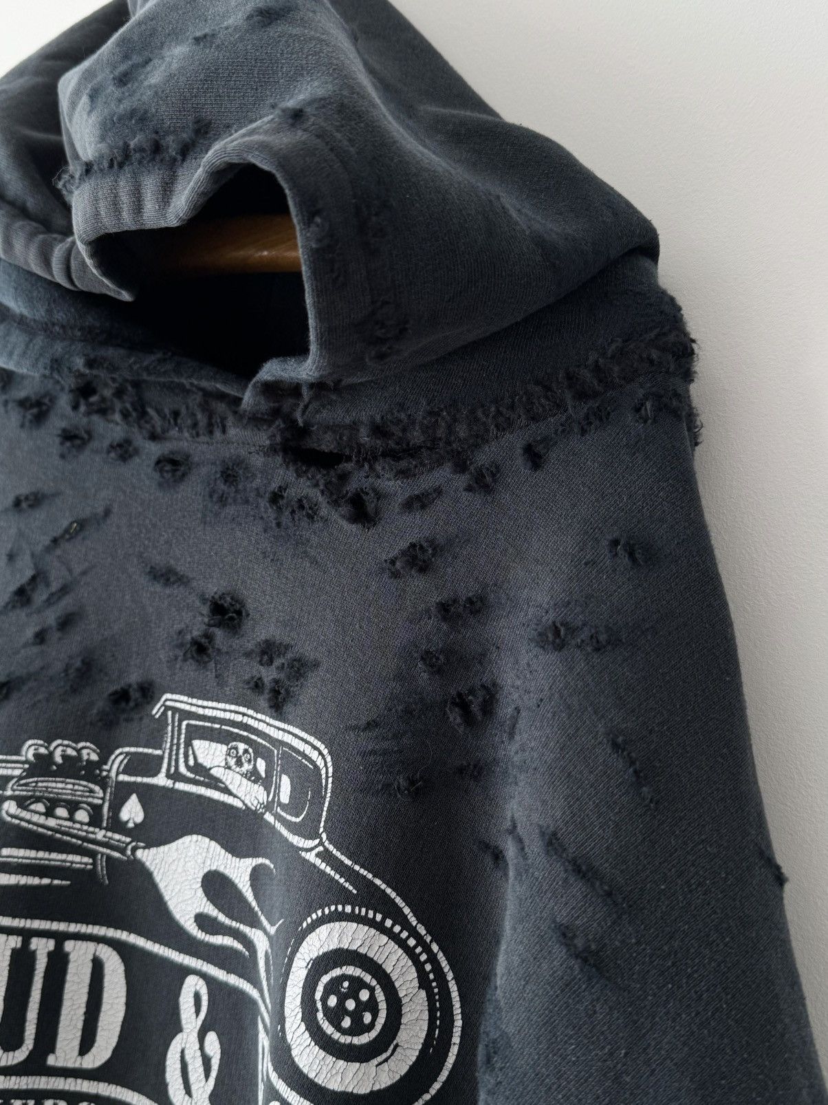 Vintage Vintage 00s Art Racing Thrashed Destroyed Faded Hoodie Size US L / EU 52-54 / 3 - 4 Thumbnail