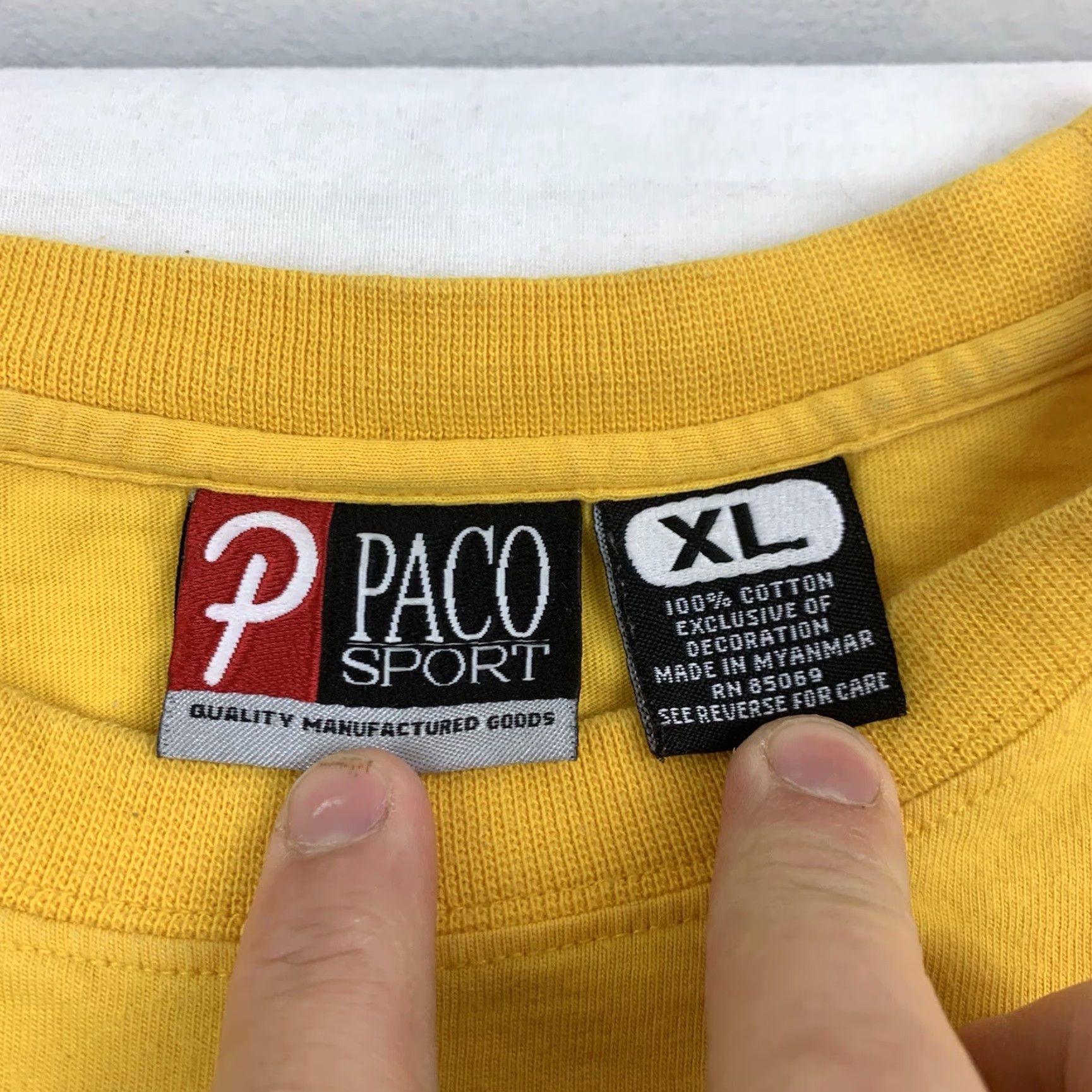 Vintage VINTAGE Paco Sport Jeans T-Shirt Men XL Yellow Grunge 90s Y2K Skater Streetwear Size US XL / EU 56 / 4 - 6 Thumbnail