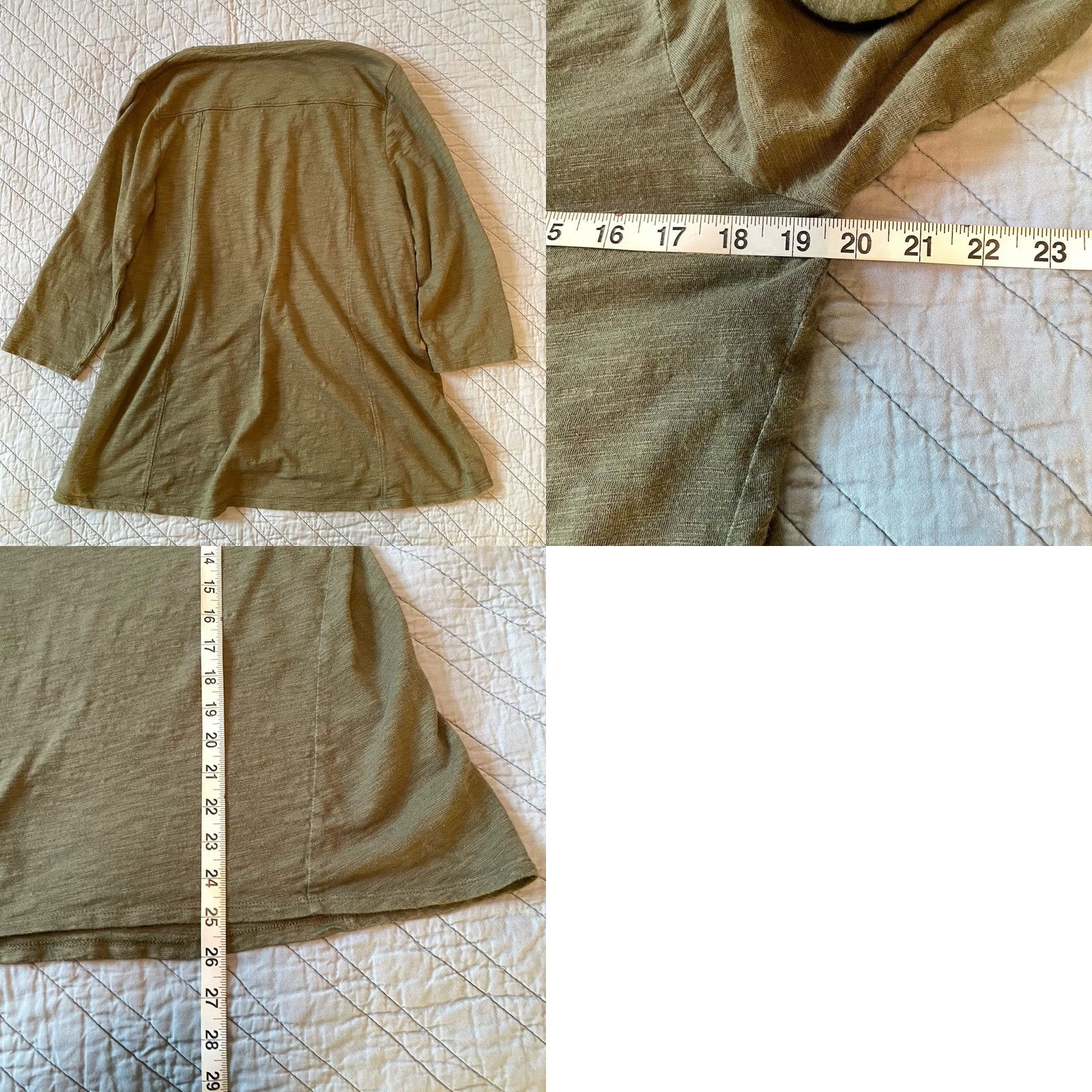 Vintage Chico's Tee Top Blouse Woman M Cotton Slub 3/4 Sleeve Olive Green Casual Shirt Size M / US 6-8 / IT 42-44 - 8 Thumbnail