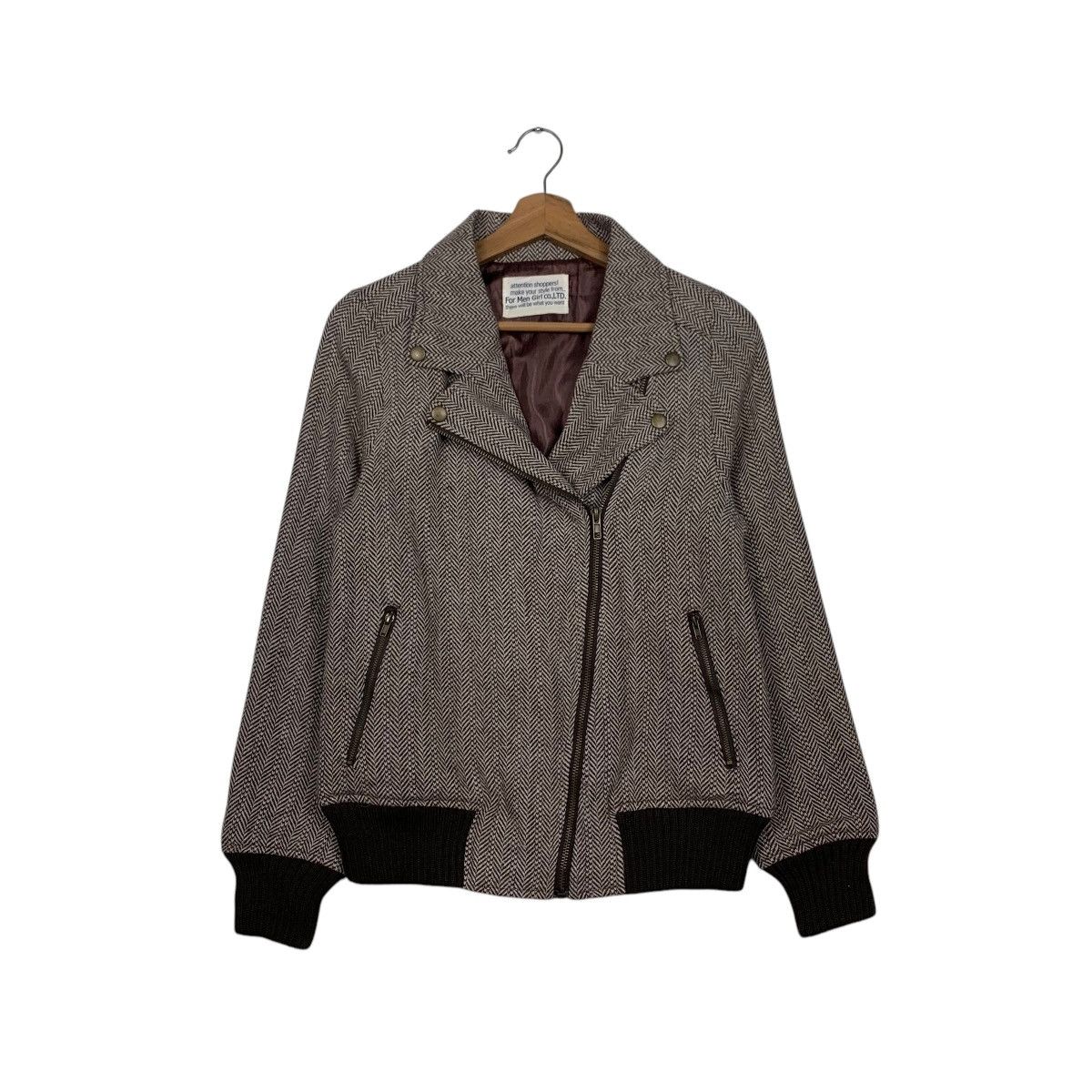 Japanese Brand FOR MEN GIRL Herringbone Double Collar Jacket #2452-C110 Size M / US 6-8 / IT 42-44 - 1 Thumbnail